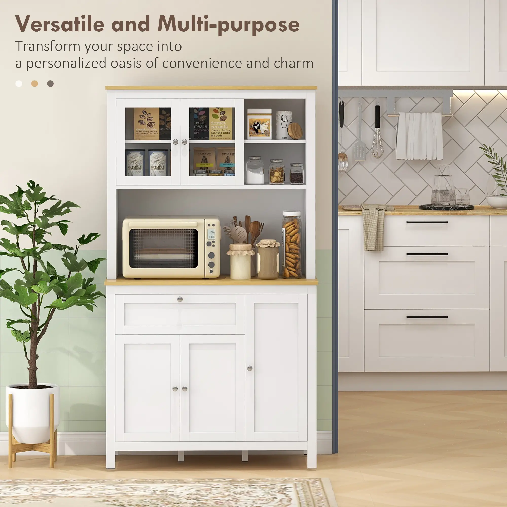 5-Door Kitchen Pantry Cabinet, Freestanding Storage Cabinet Cupboard with Adjustable Shelves, 71" - Image 4