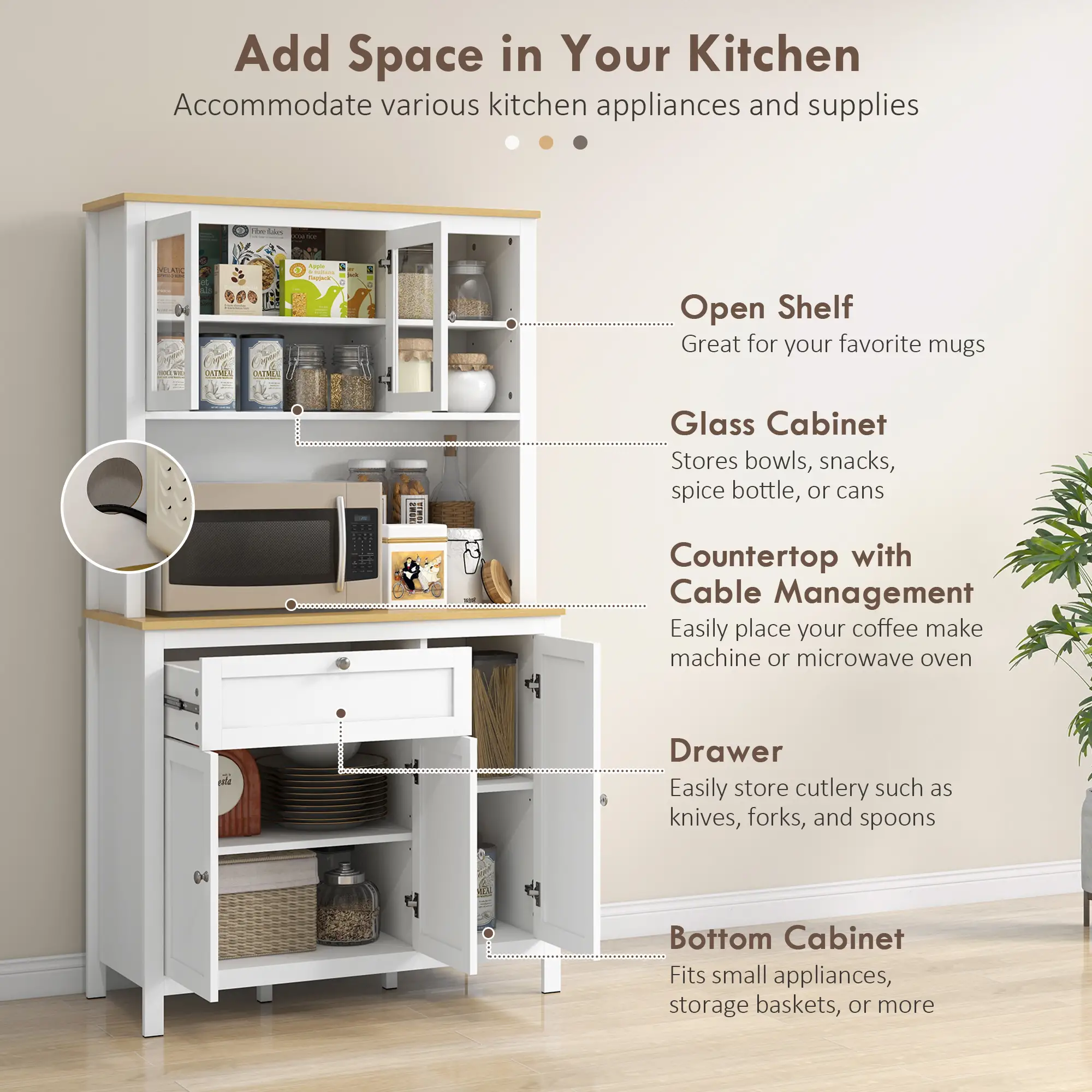 5-Door Kitchen Pantry Cabinet, Freestanding Storage Cabinet Cupboard with Adjustable Shelves, 71" - Image 5