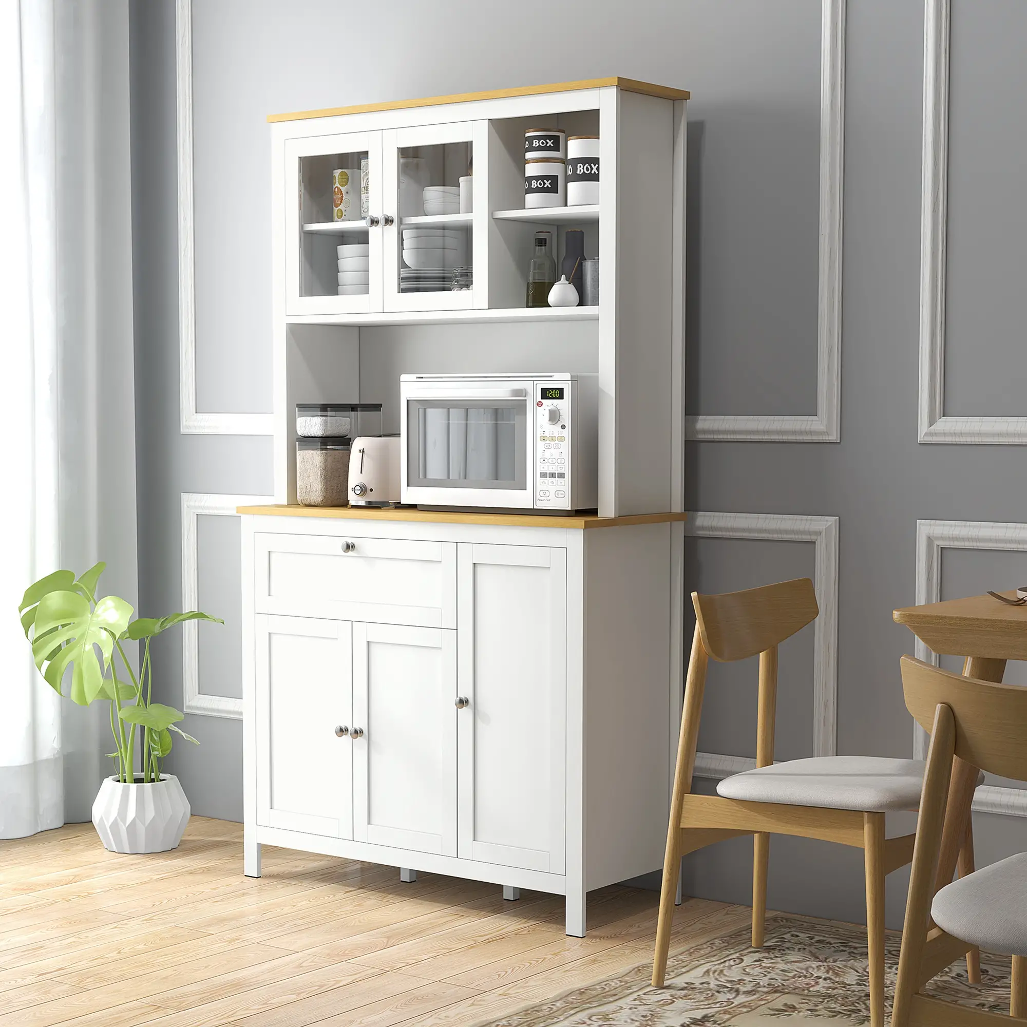 5-Door Kitchen Pantry Cabinet, Freestanding Storage Cabinet Cupboard with Adjustable Shelves, 71" - Image 9