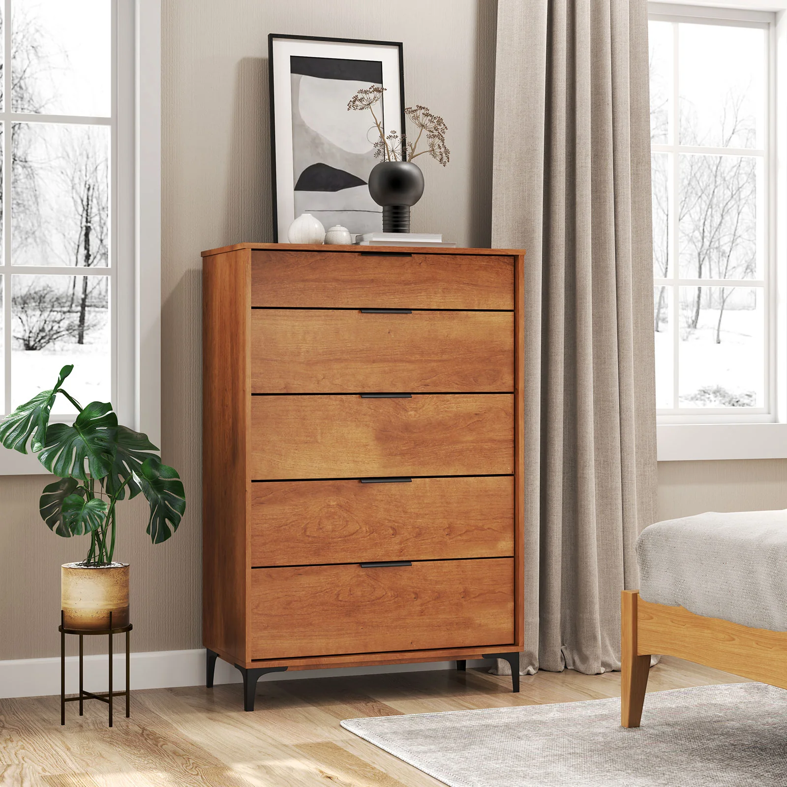 5-Drawer Dresser, Interlock System, Cherry - Image 3