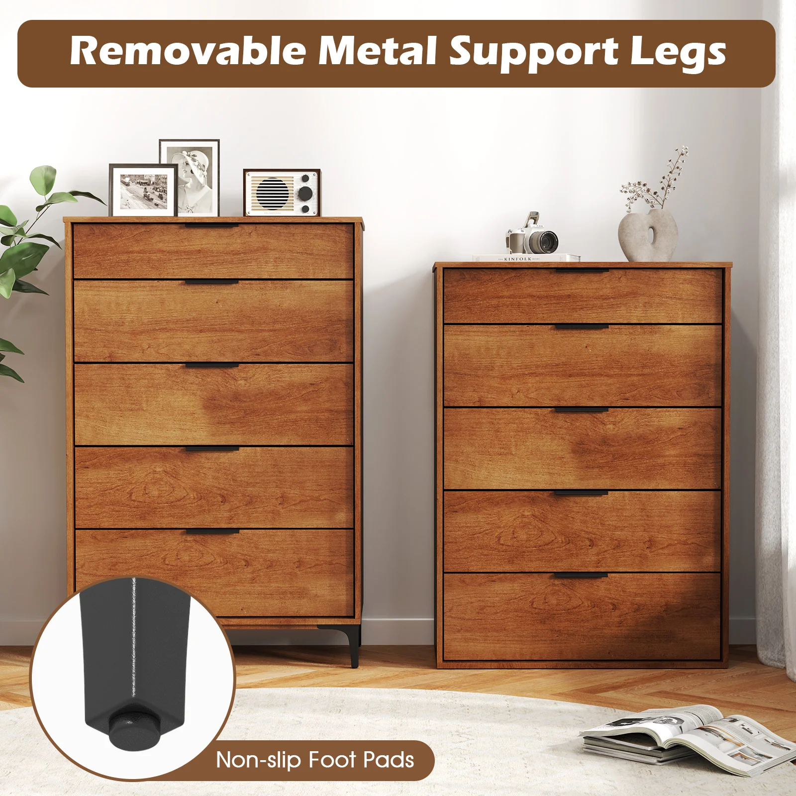 5-Drawer Dresser, Interlock System, Cherry - Image 7