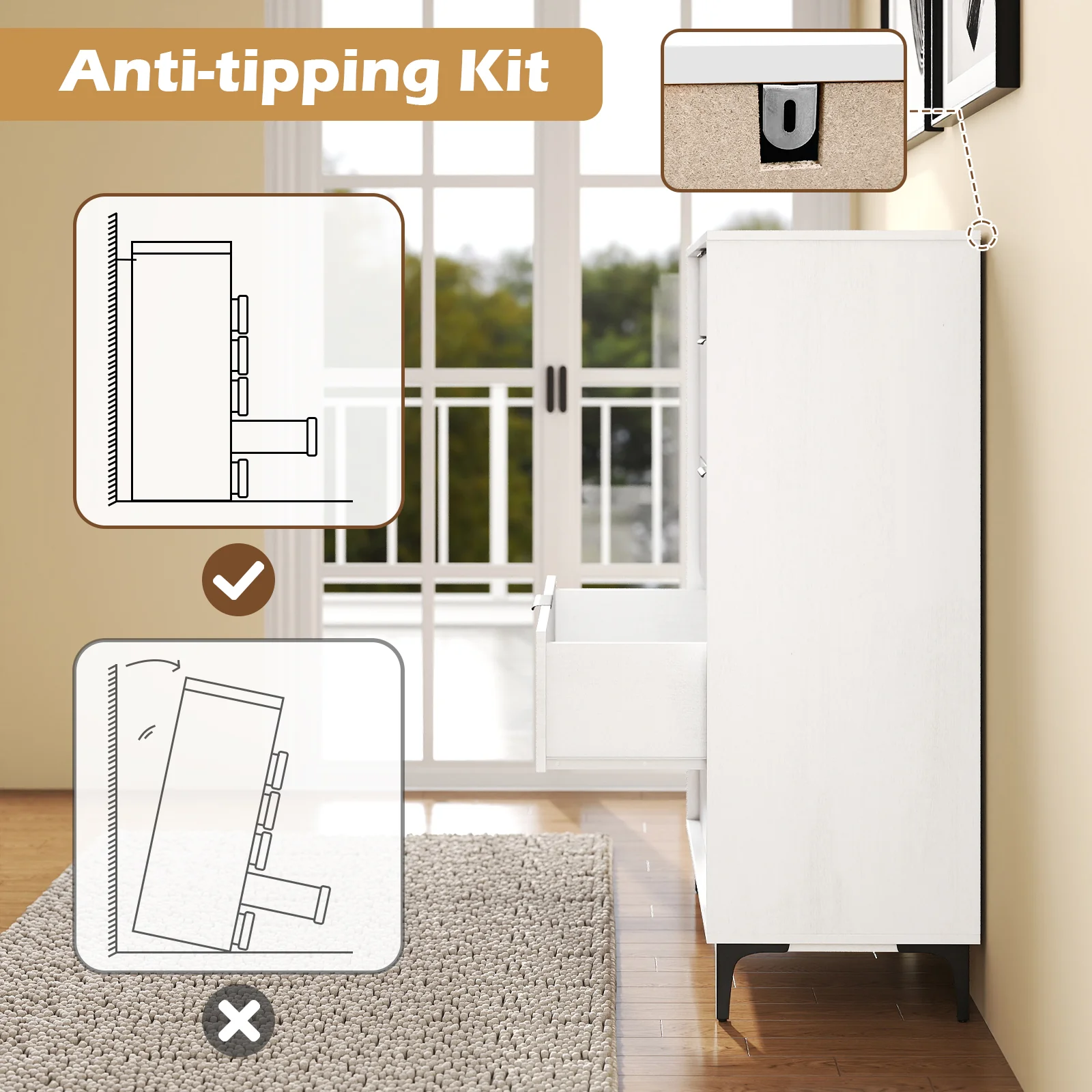 5-Drawer Dresser With Interlock System, White - Image 8