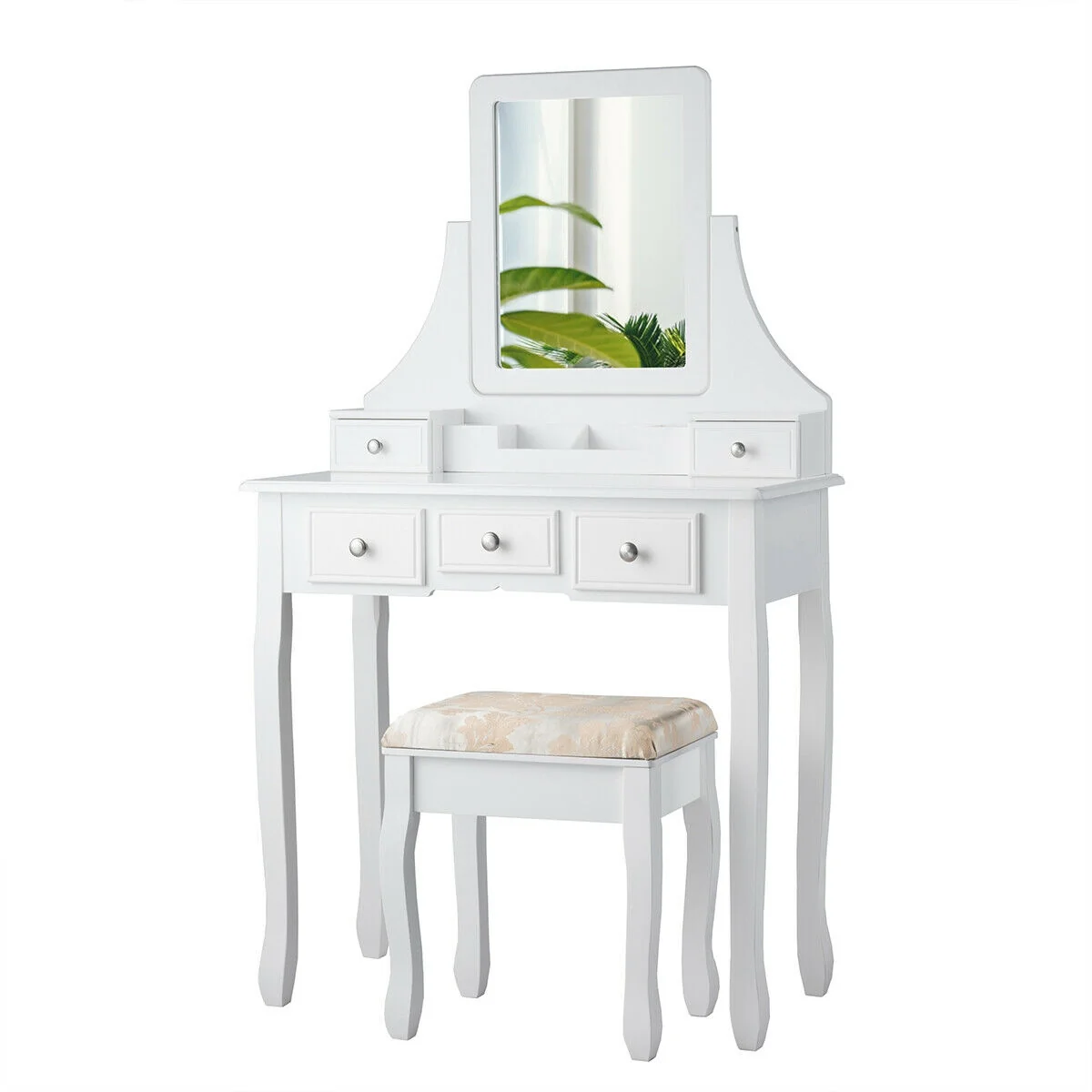 5 Drawer Removable Box Makeup Vanity Set, White - Image 4