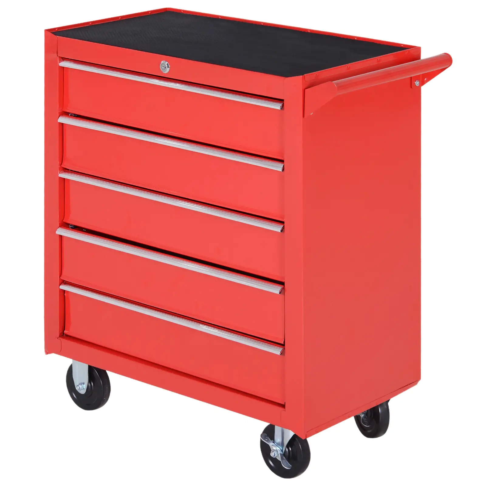 5 Drawer Roller Tool Chest, Mobile Lockable Toolbox, Red - Image 11