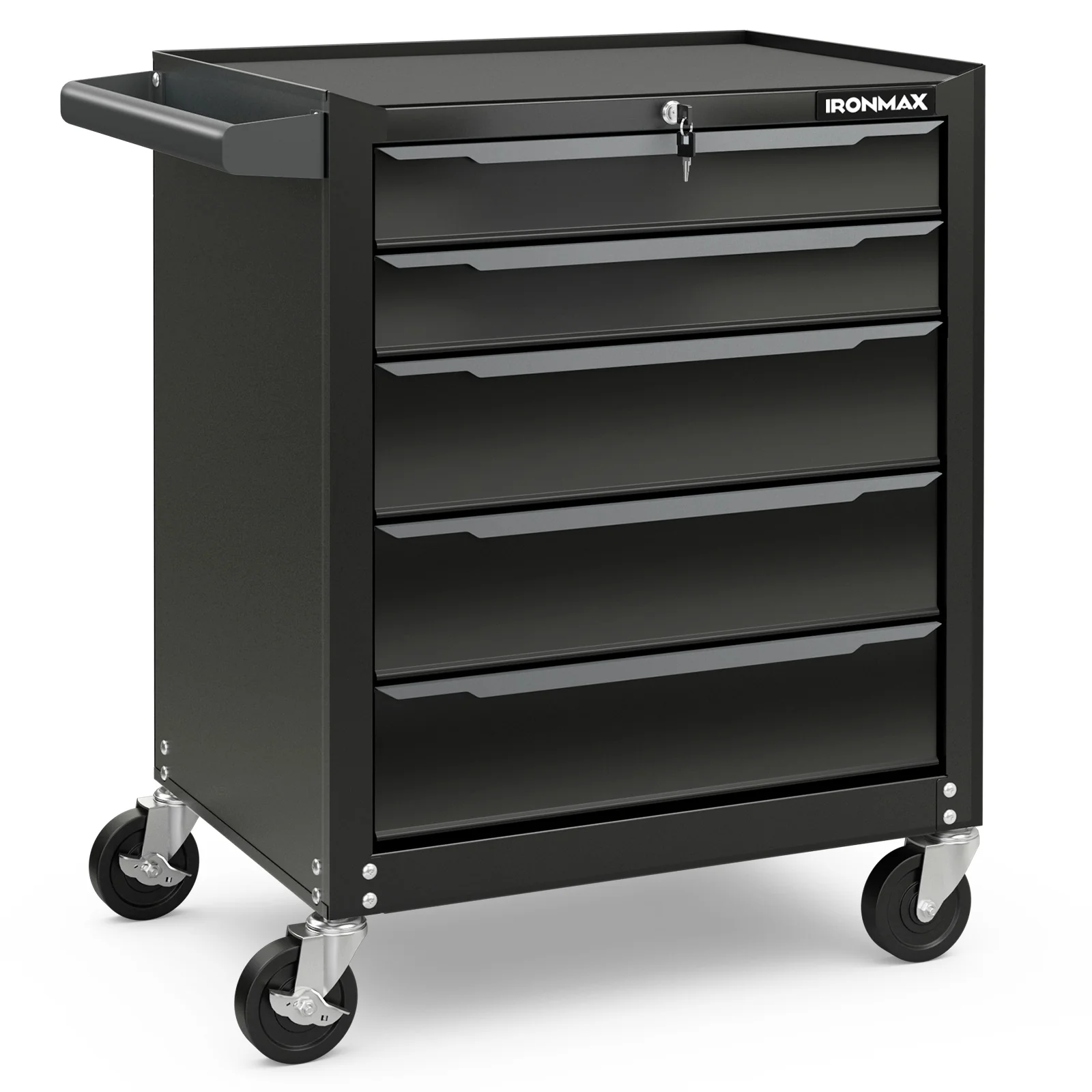 5-Drawer Tool Cabinet, With Hanging Holes And Lock, Black