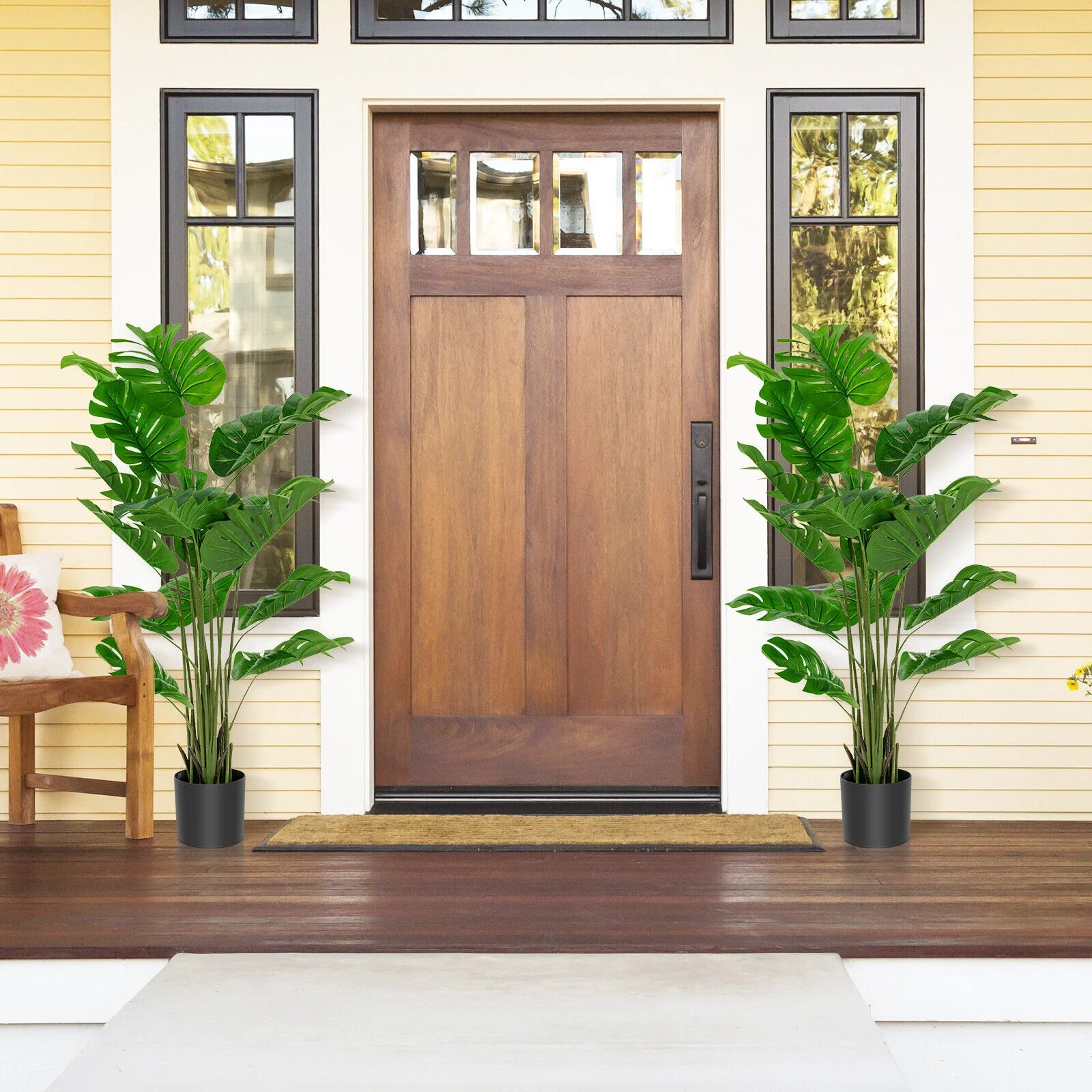 5 Feet Artificial Faux Monstera Deliciosa Plant, Green - Image 3