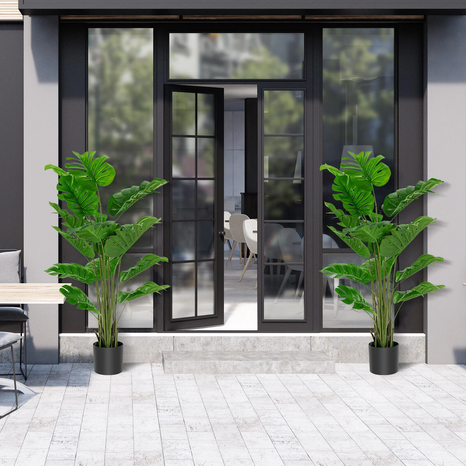 5 Feet Artificial Faux Monstera Deliciosa Plant, Green - Image 6