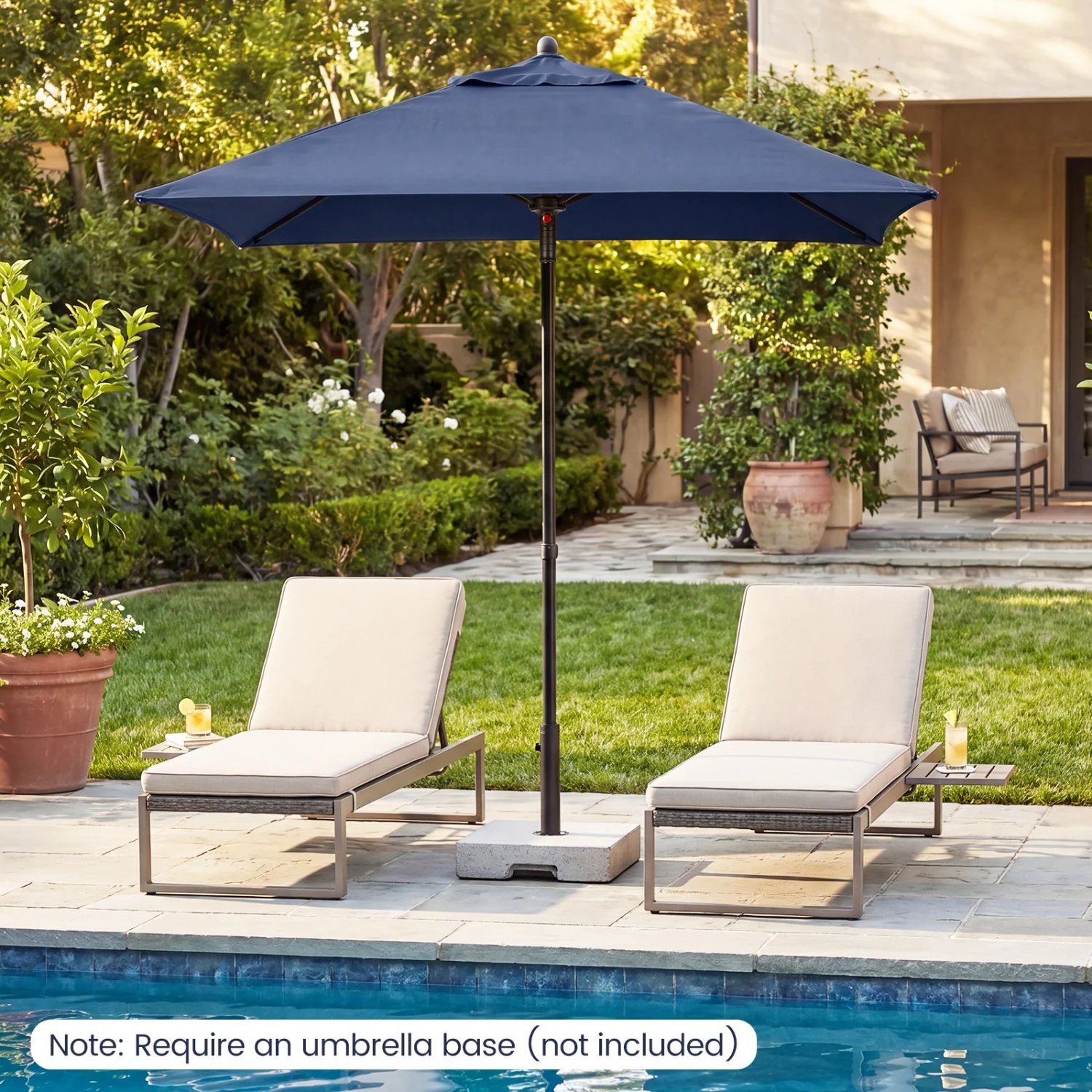 5 Feet Patio Square Market Table Umbrella Shelter with 4 Sturdy Ribs, Navy - Image 2