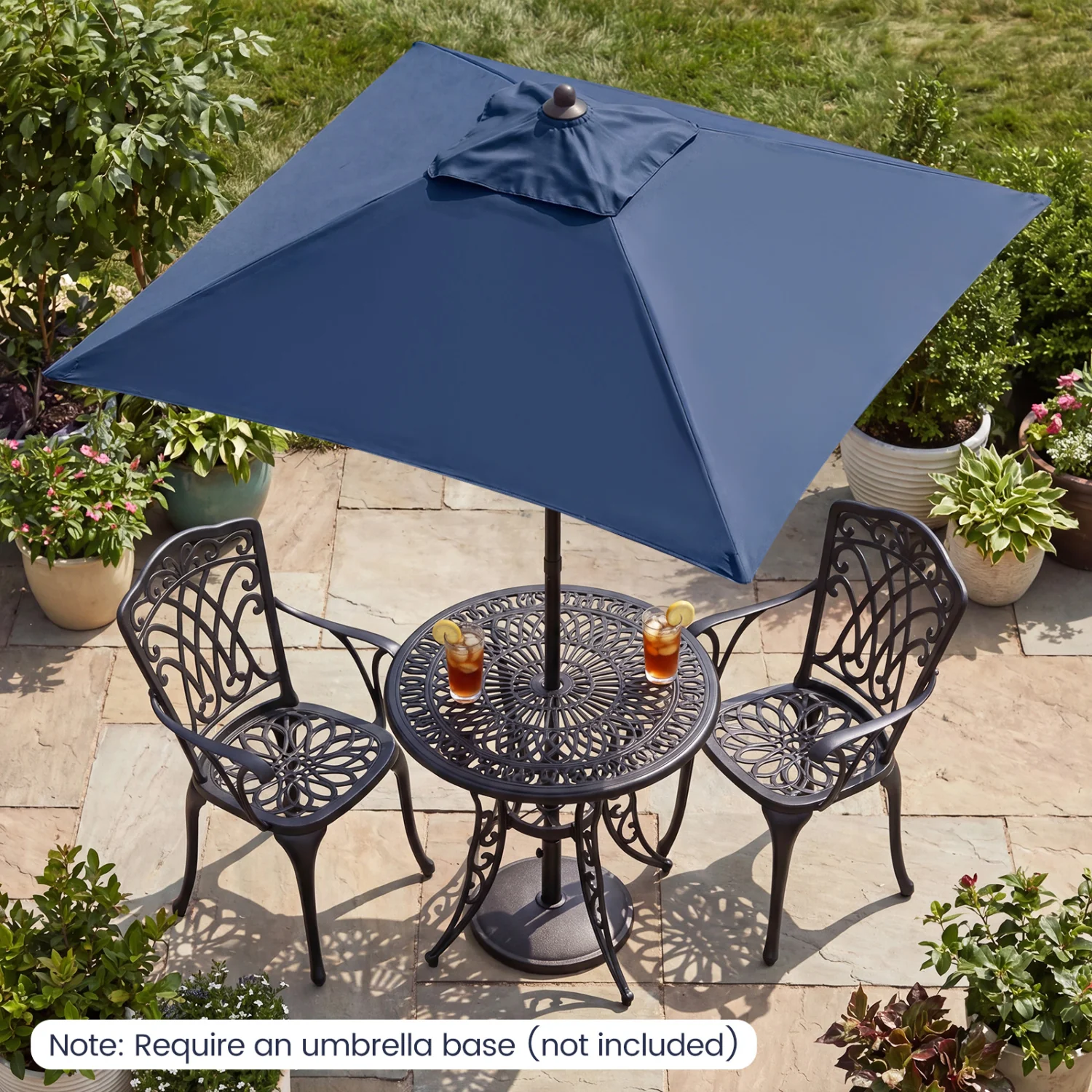 5 Feet Patio Square Market Table Umbrella Shelter with 4 Sturdy Ribs, Navy - Image 3