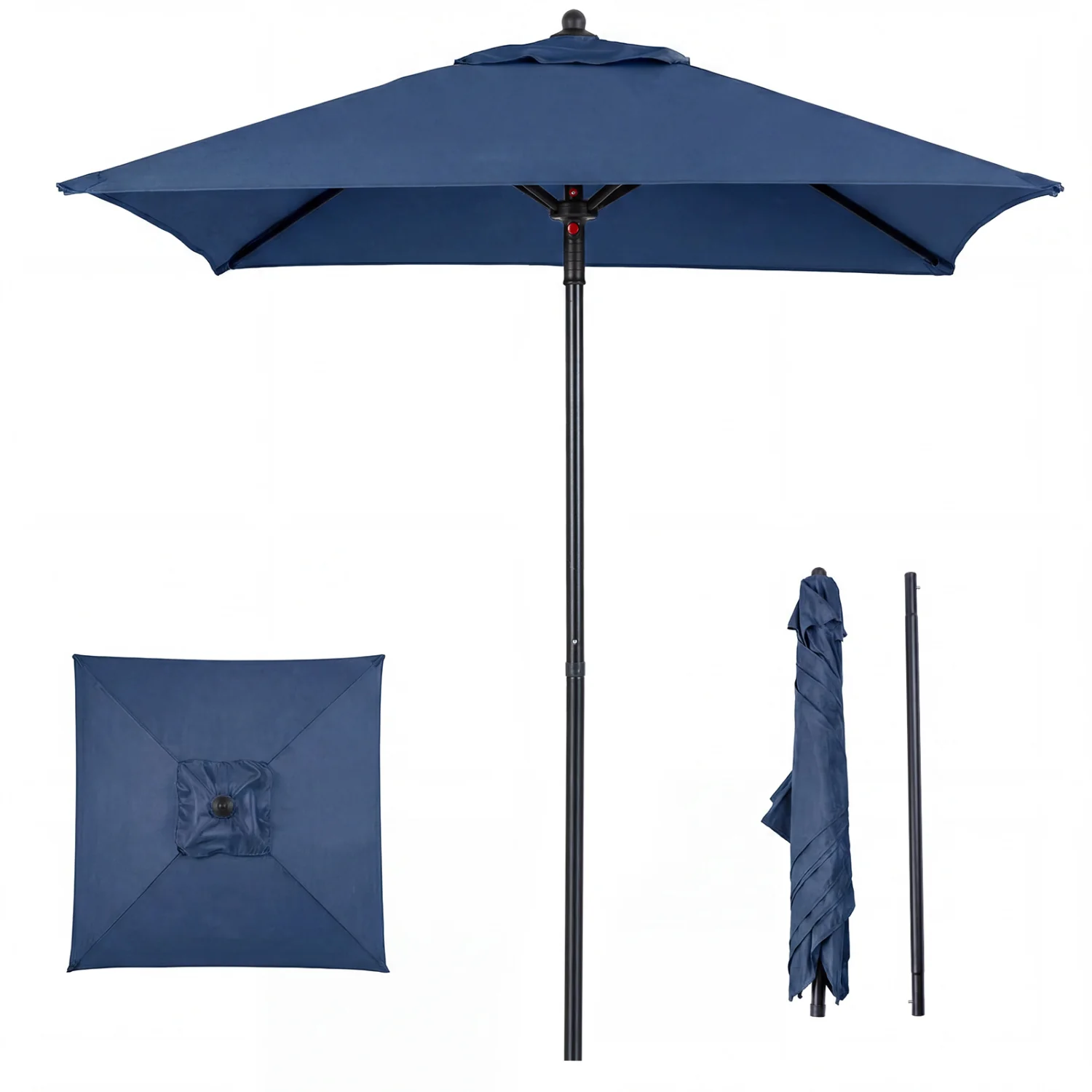 5 Feet Patio Square Market Table Umbrella Shelter with 4 Sturdy Ribs, Navy - Image 4