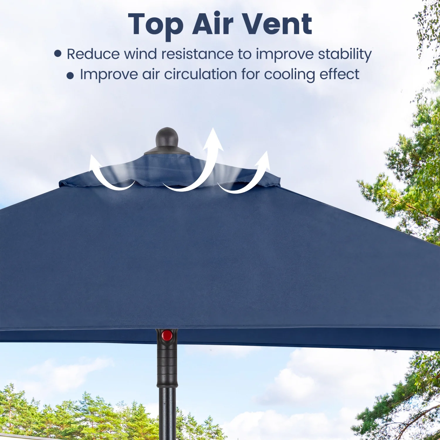 5 Feet Patio Square Market Table Umbrella Shelter with 4 Sturdy Ribs, Navy - Image 9