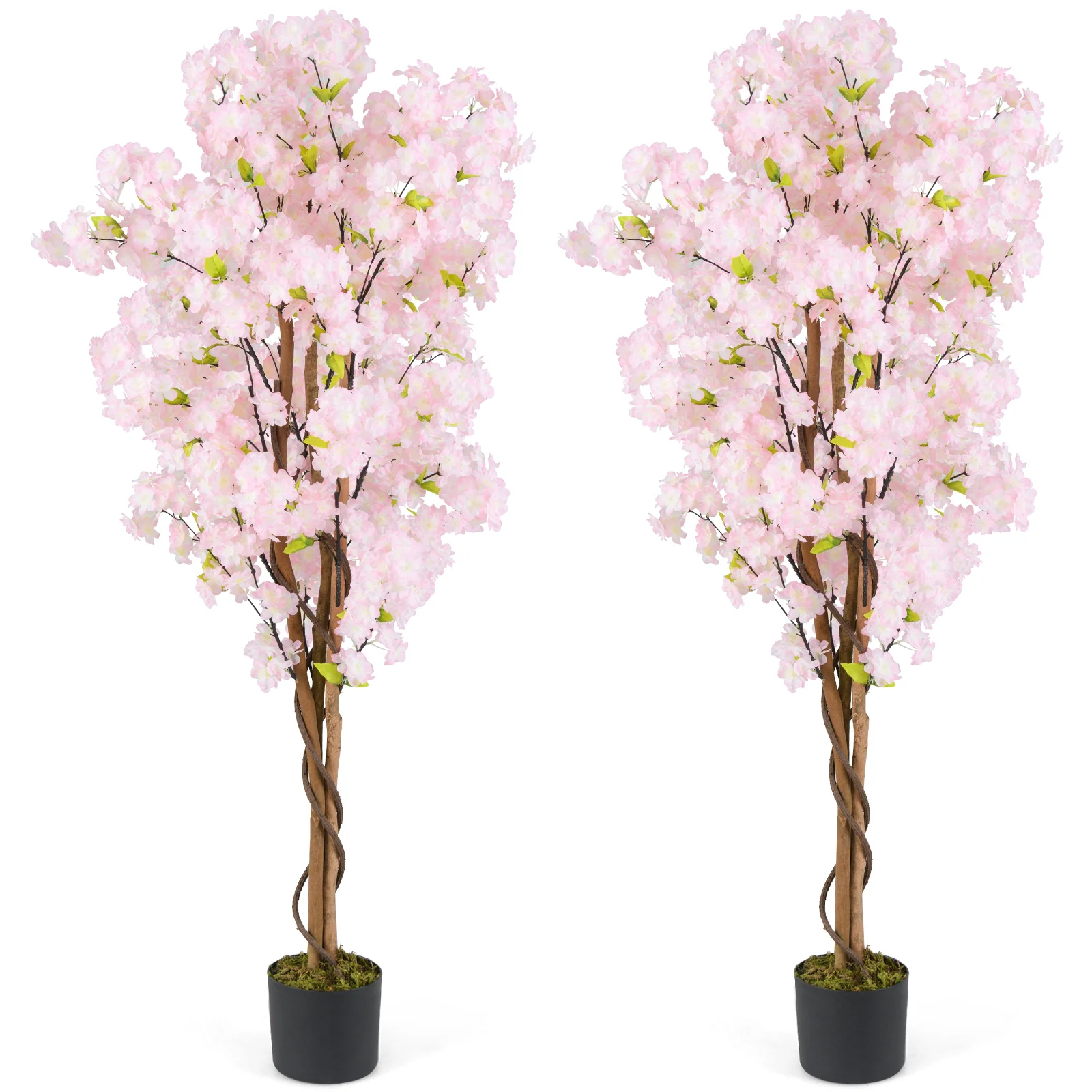 5 FT Artificial Cherry Blossom Tree, 2 Pack, Pink
