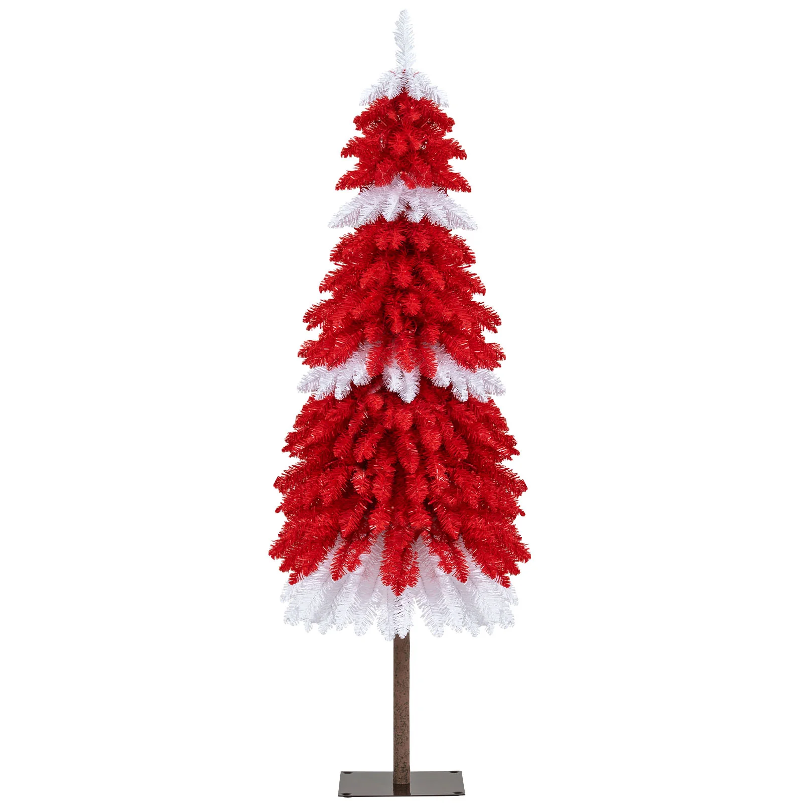 5 FT Artificial Christmas Tree Pre-lit Xmas Trees with 301 Red and White Branch Tips - Image 5