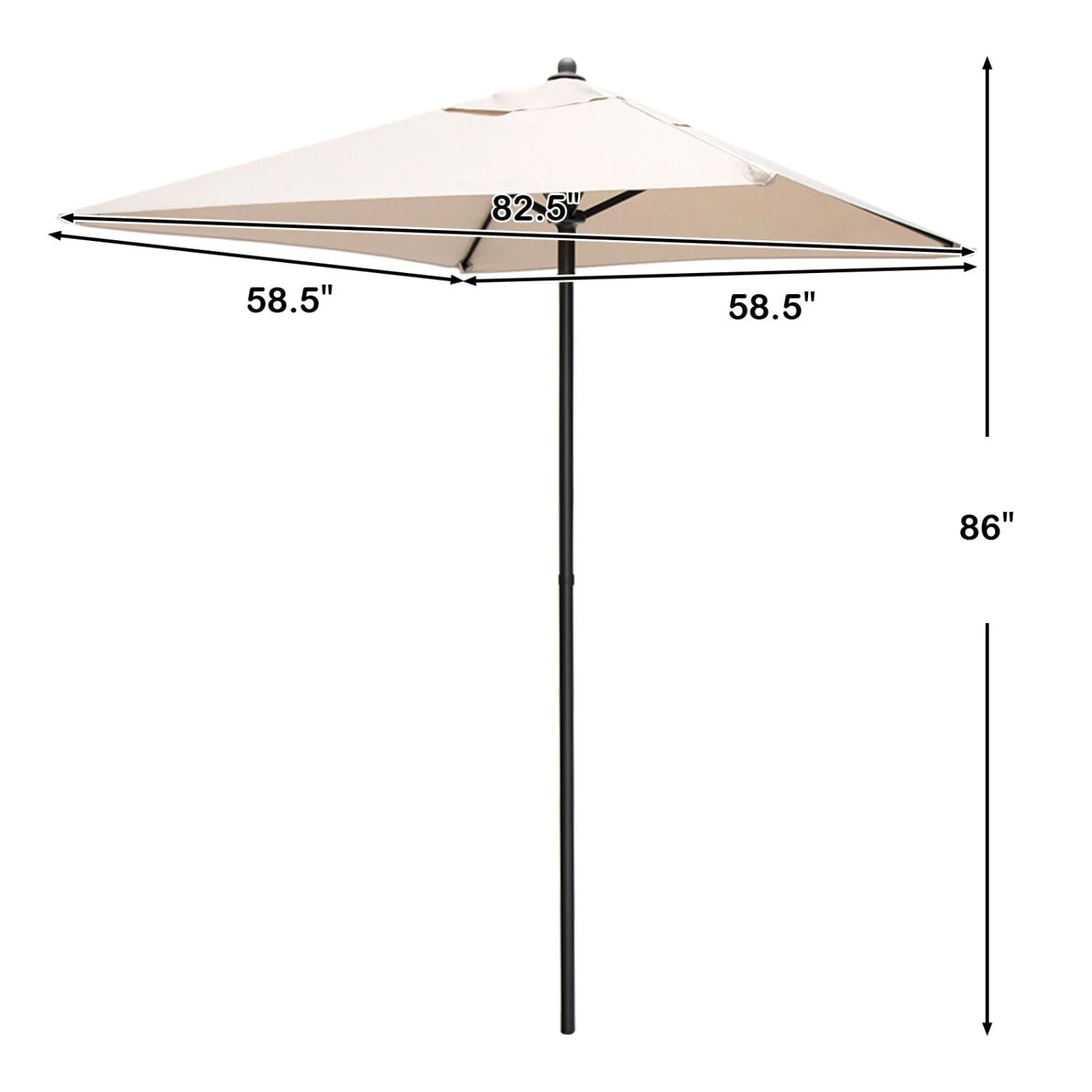 5 ft Patio Square Market Umbrella, Beige - Image 6