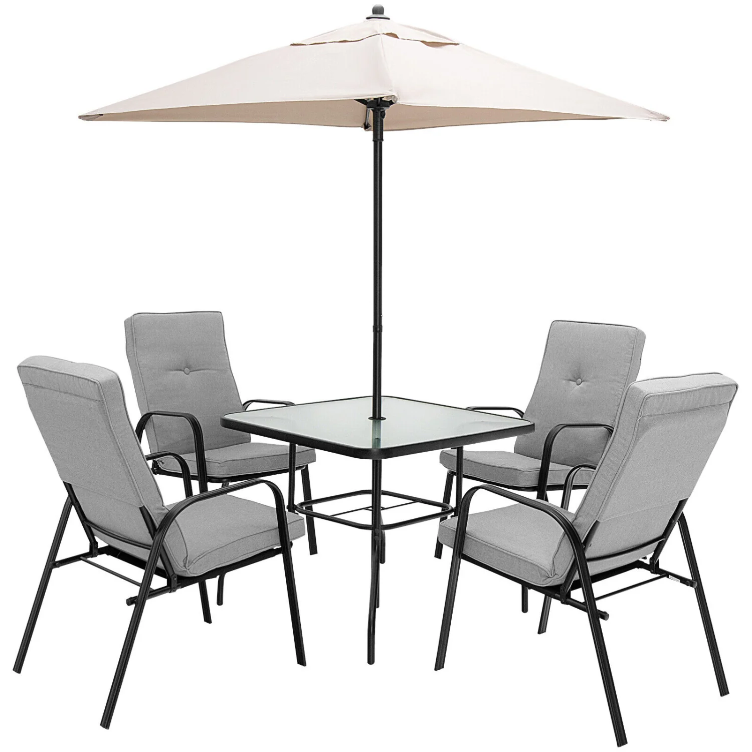 5 ft Patio Square Market Umbrella, Beige - Image 9