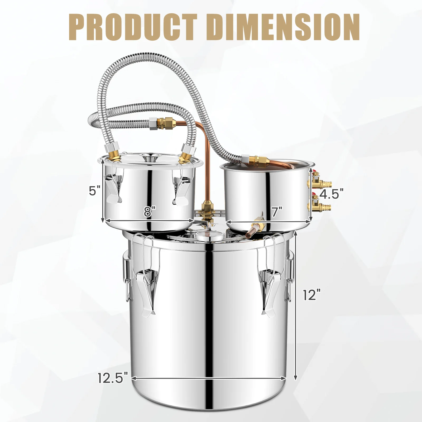 5 Gal, Water Alcohol Distiller, DIY Whisky, Silver - Image 6