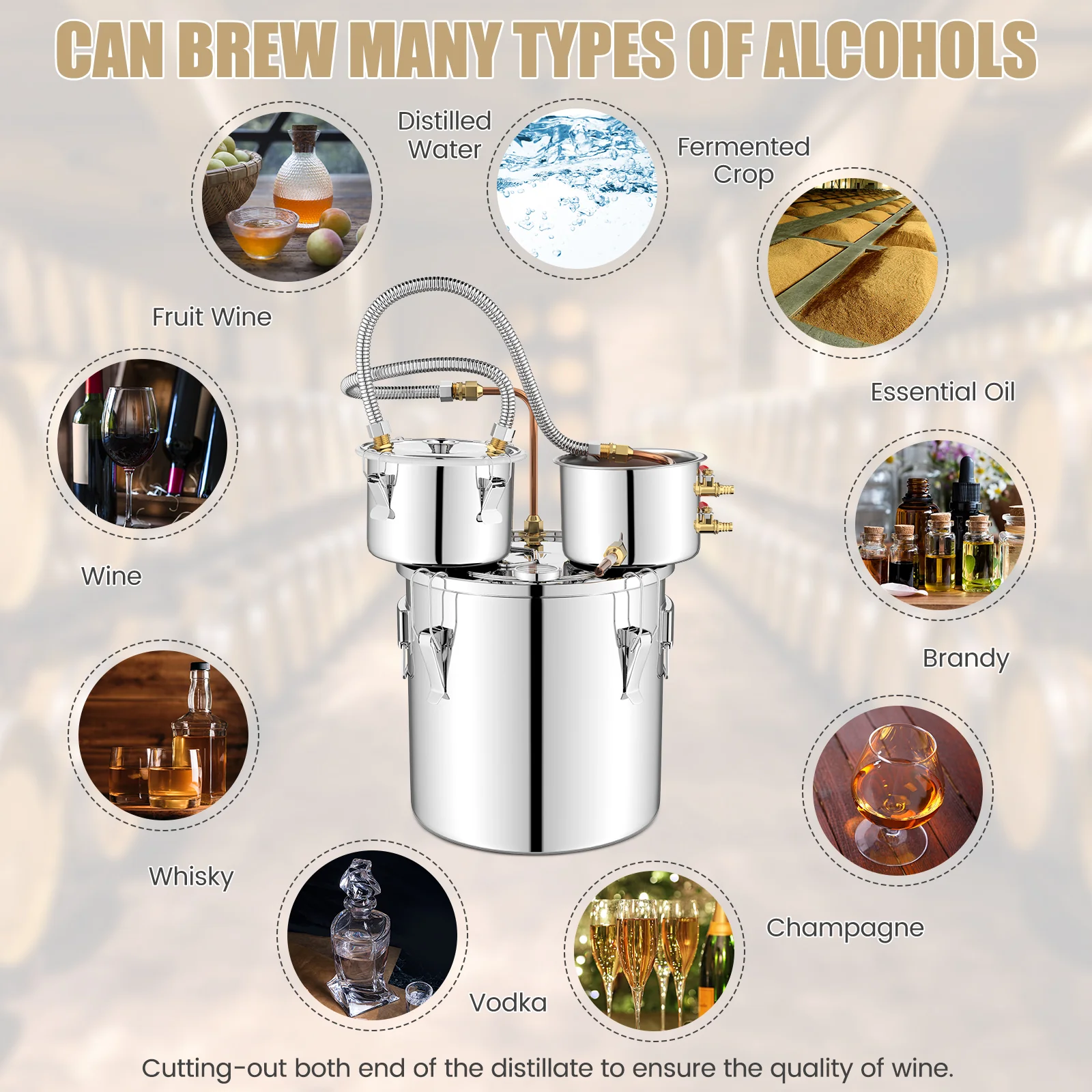 5 Gal, Water Alcohol Distiller, DIY Whisky, Silver - Image 9