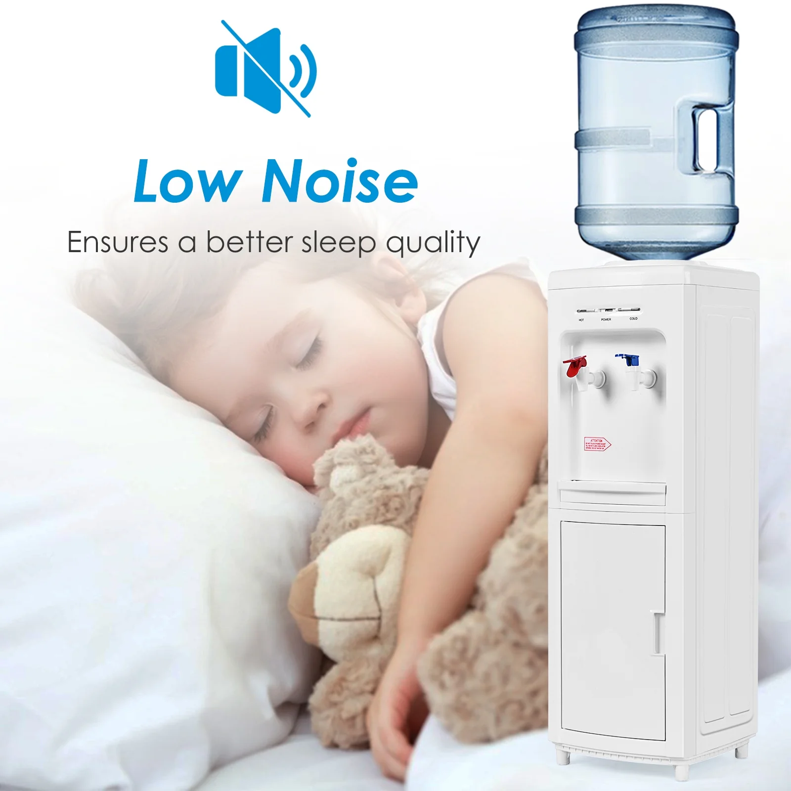 5 Gallon Hot And Cold Water Cooler Dispenser, Child Safety Lock, White - Image 6