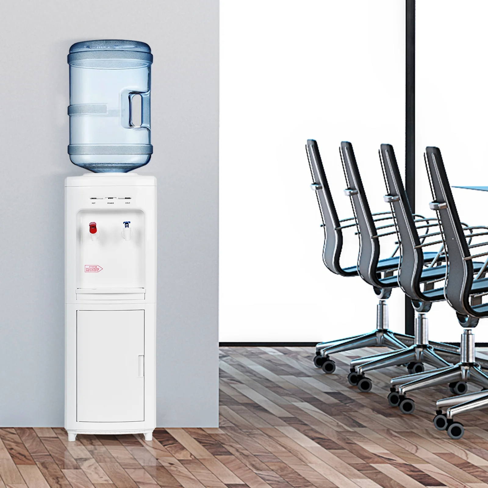 5 Gallon Hot And Cold Water Cooler Dispenser, Child Safety Lock, White - Image 8