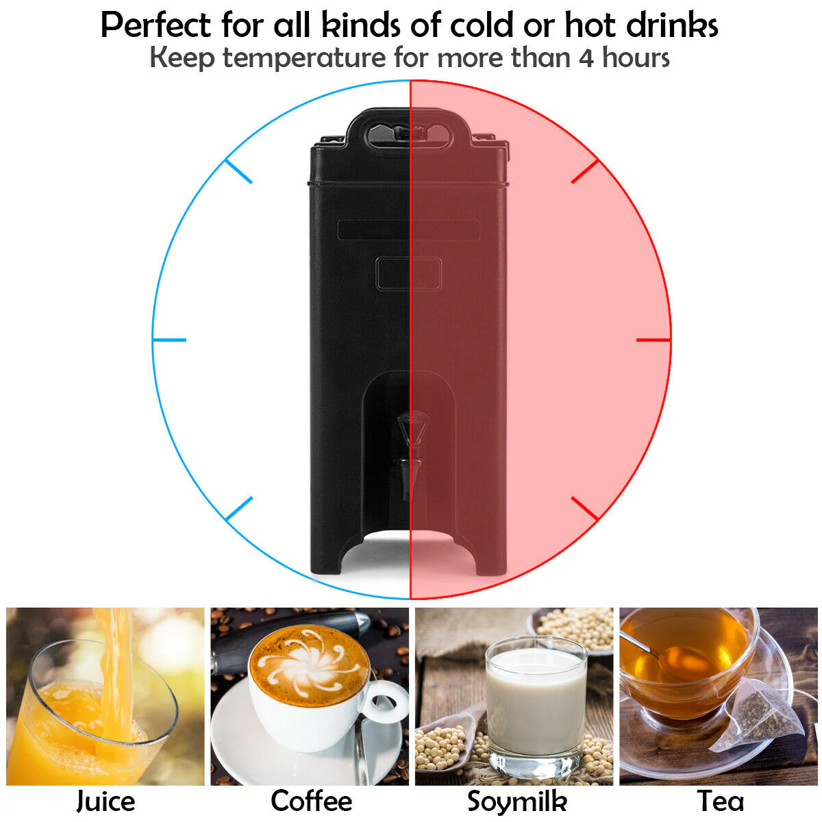 5 Gallon Insulated Beverage Server Dispenser, Black - Image 9