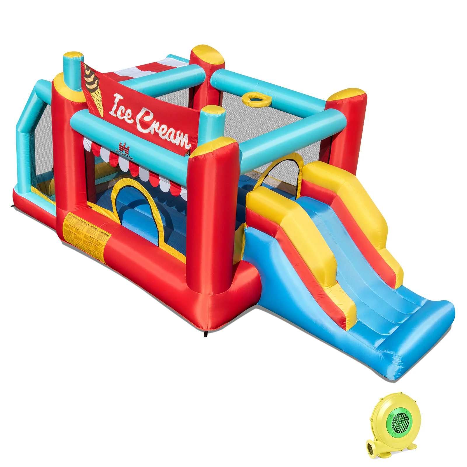 5-In-1 Inflatable Bounce House With Ball Pit, Slide, 480W Blower, Multicolor - Image 3
