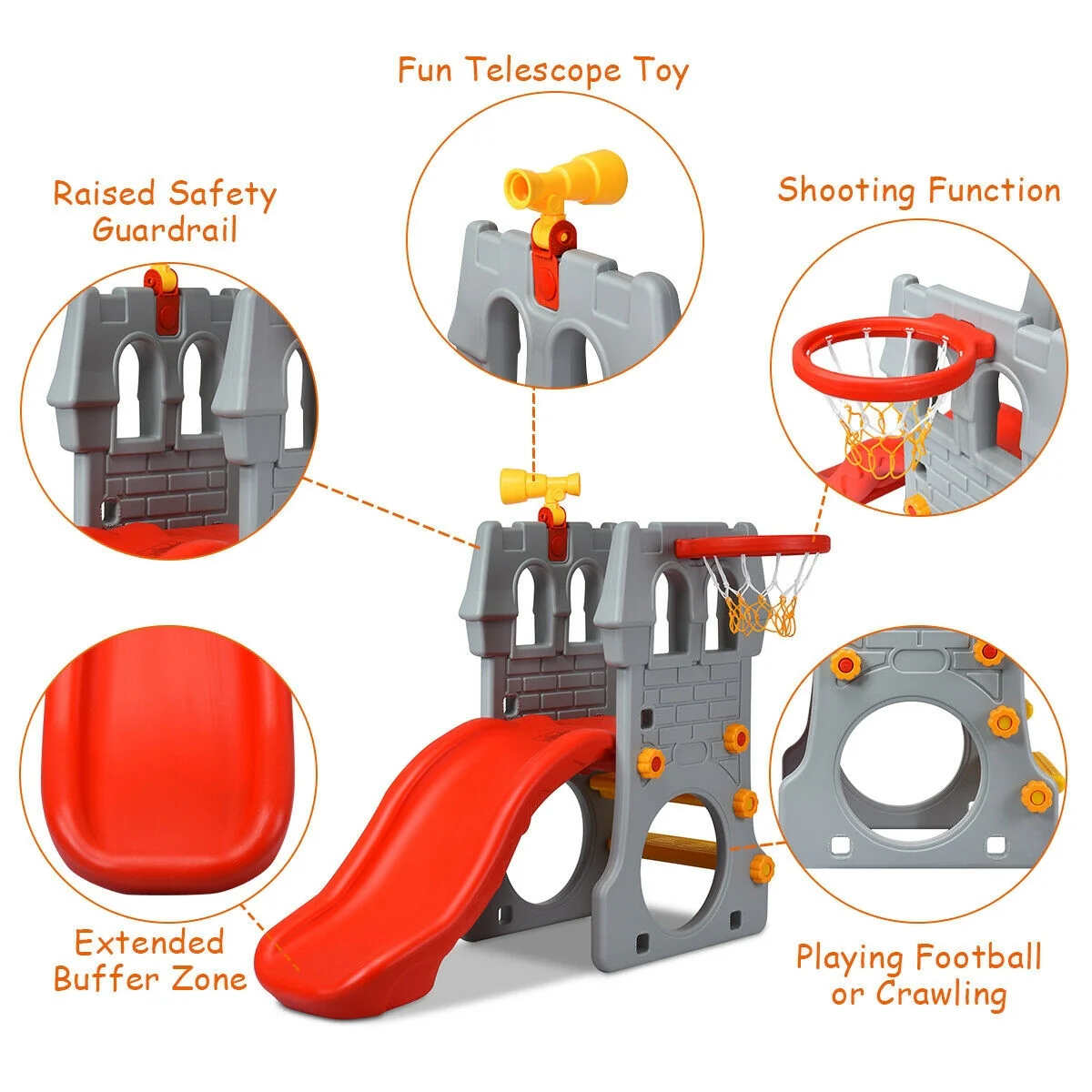 5 In 1 Toddler Climber Slide Playset, Multicolor - Image 10