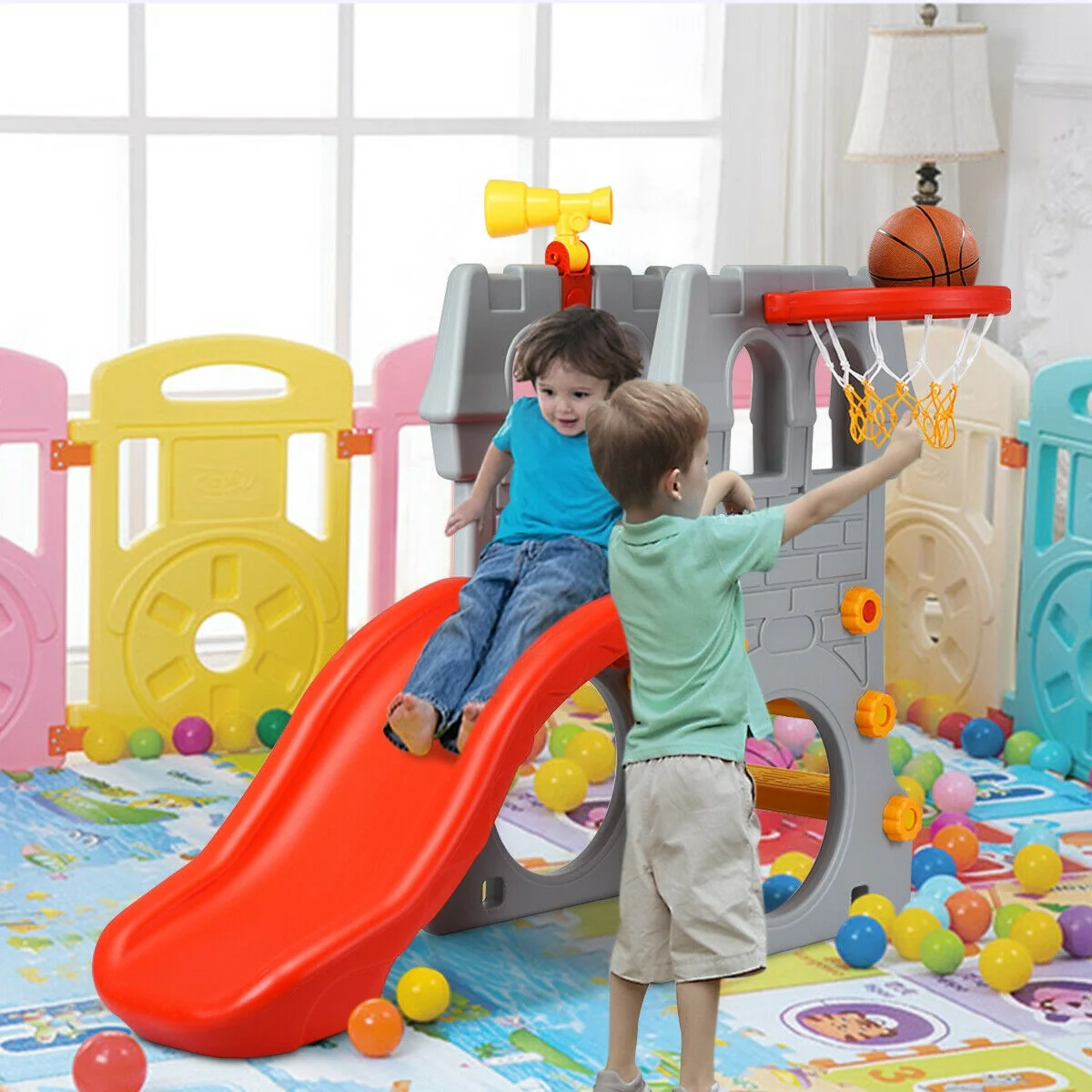 5 In 1 Toddler Climber Slide Playset, Multicolor - Image 3