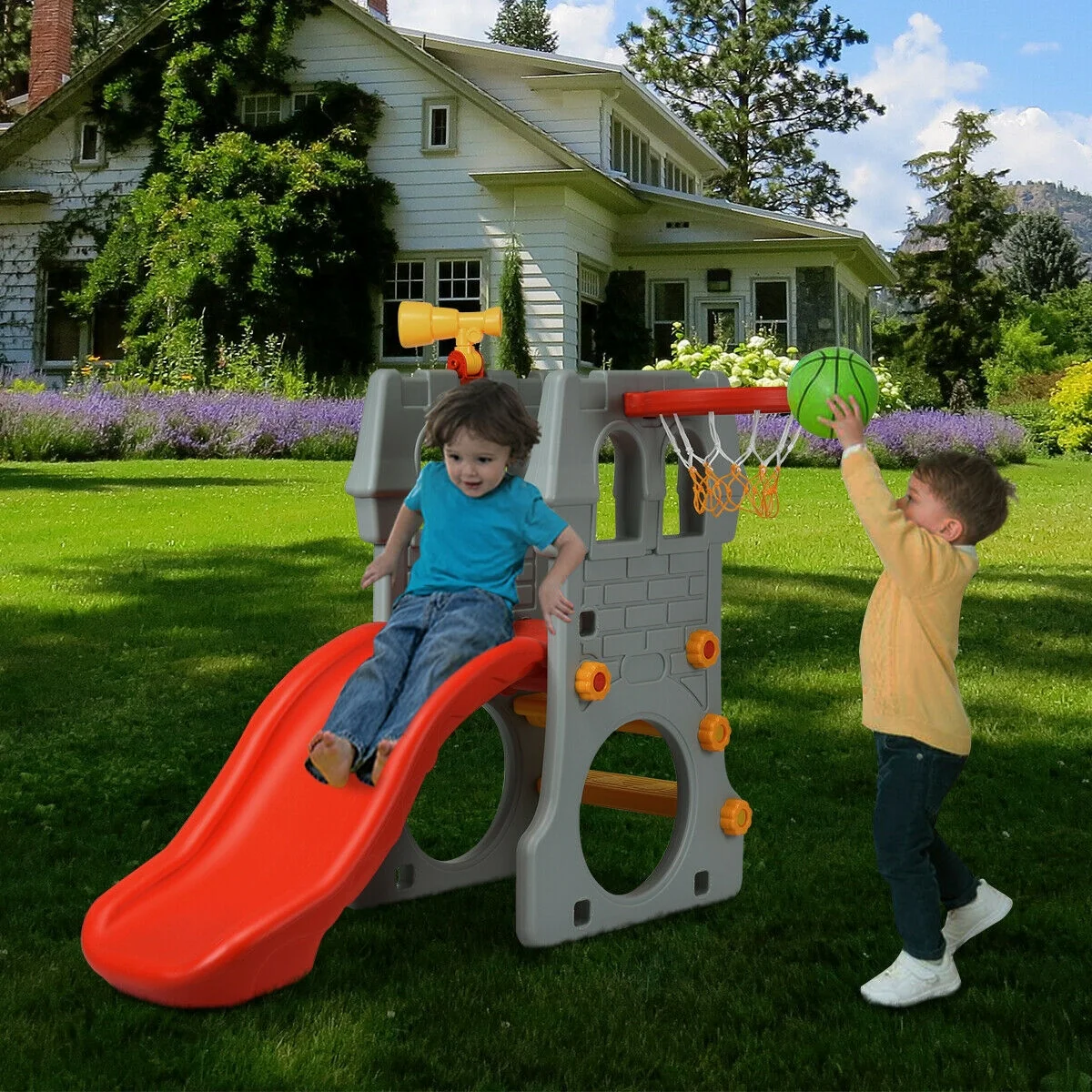5 In 1 Toddler Climber Slide Playset, Multicolor - Image 4