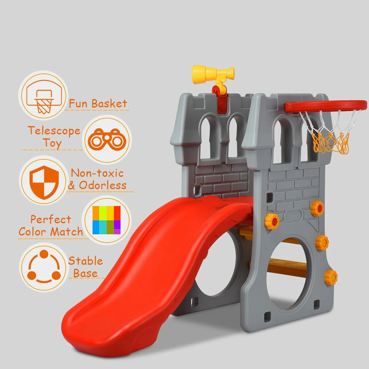 5 In 1 Toddler Climber Slide Playset, Multicolor - Image 9