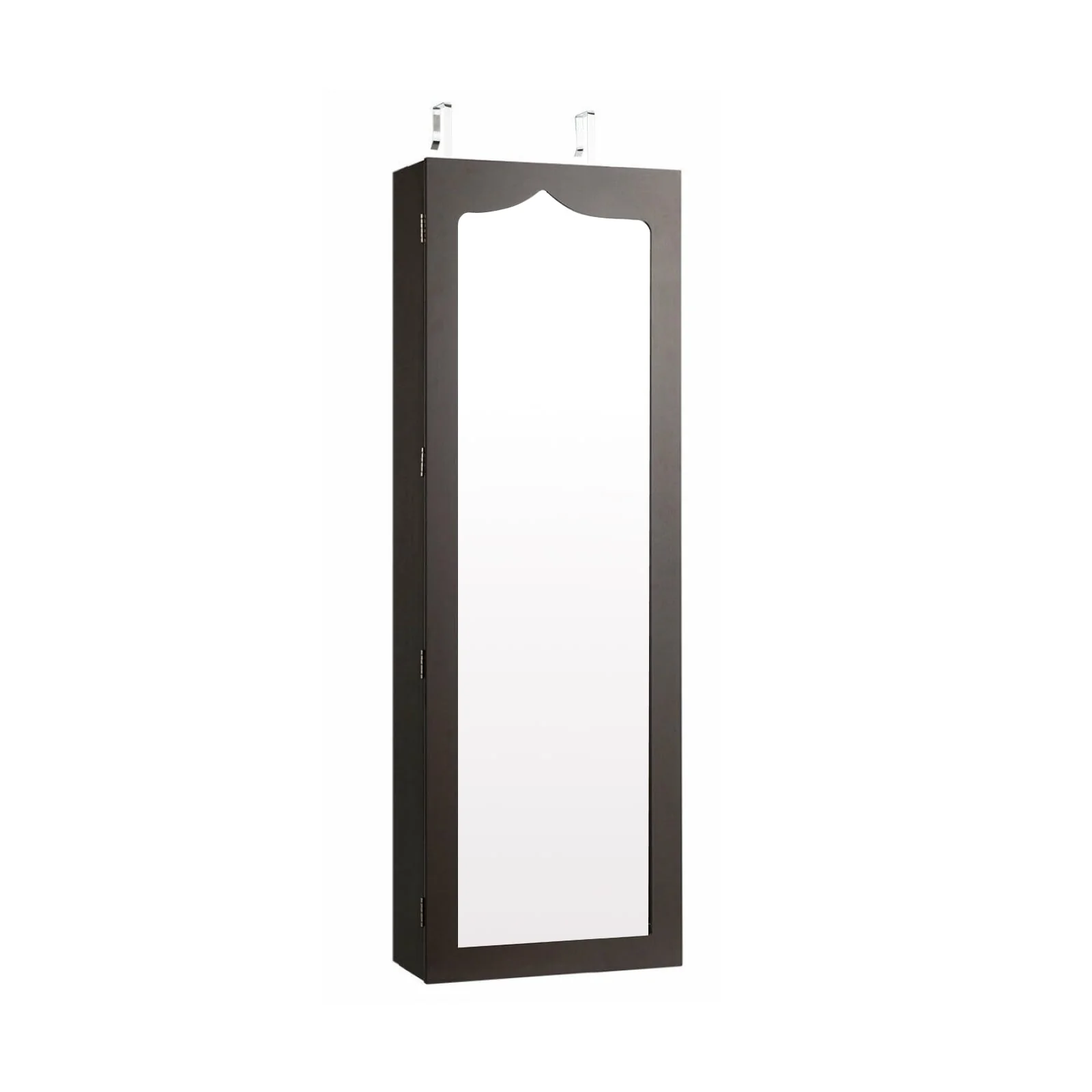5 LED Lockable Mirror Jewelry Cabinet, 6 Drawers, Brown - Image 4