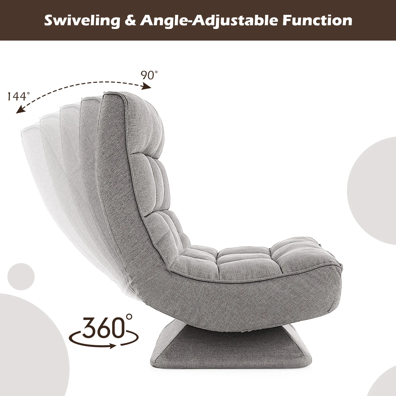 5-Level Adjustable 360° Swivel Floor Chair, Gray - Image 7