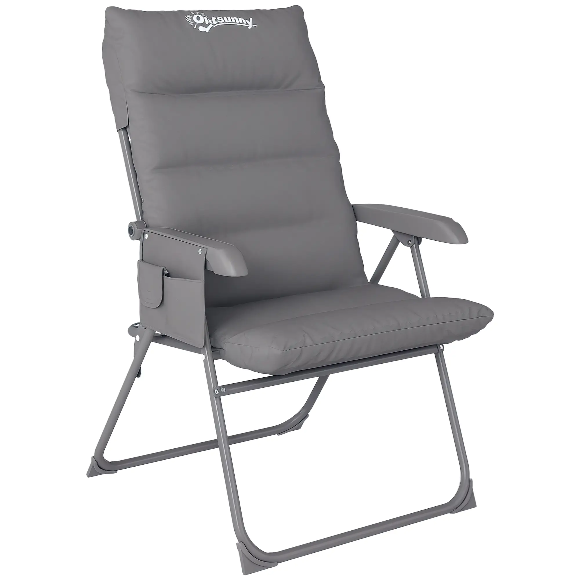 5-Level Reclining Camping Chair, Adjustable High Back, Side Pockets, Compact - Image 11