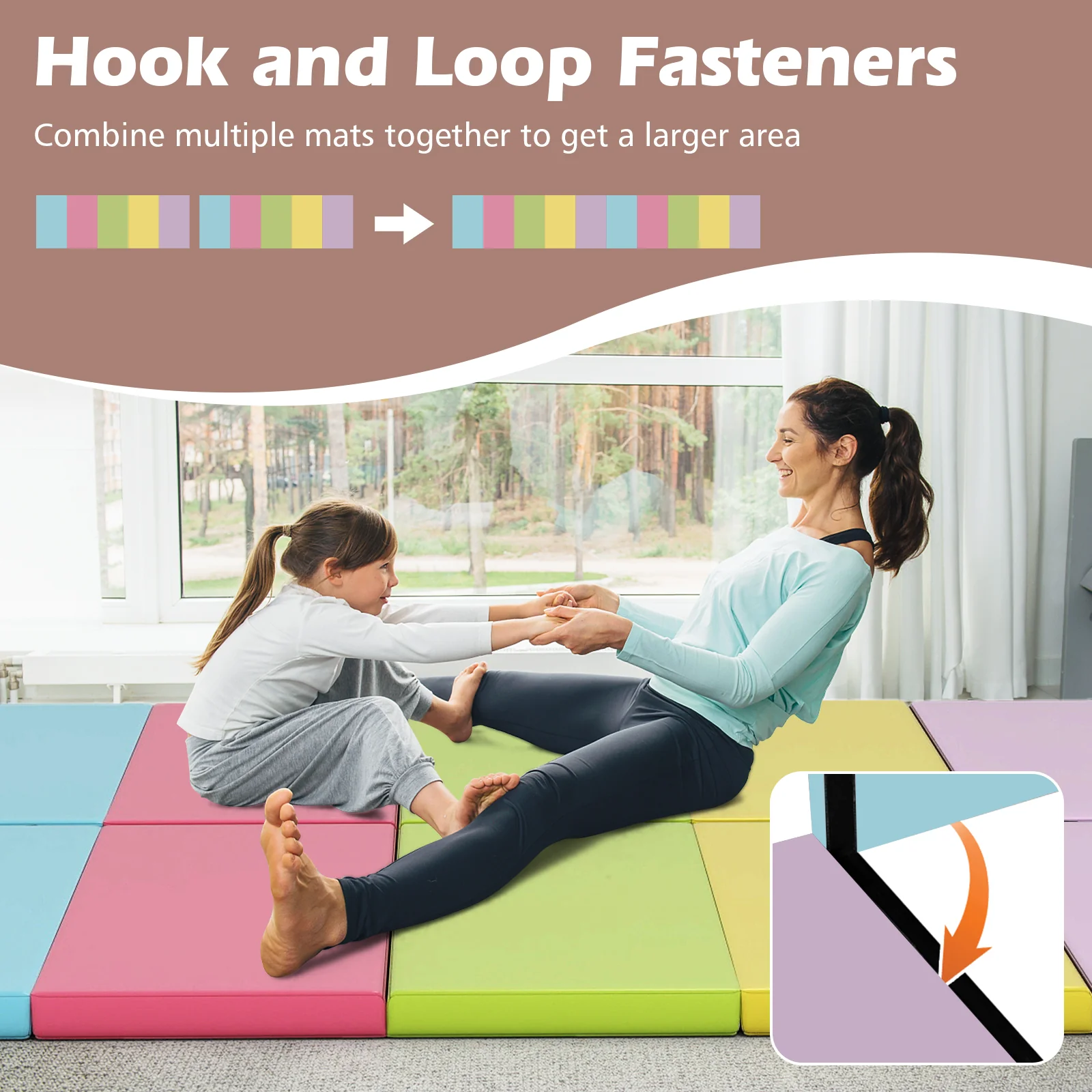 5-Panel Folding Gymnastics Mat for Kids, Green - Image 10