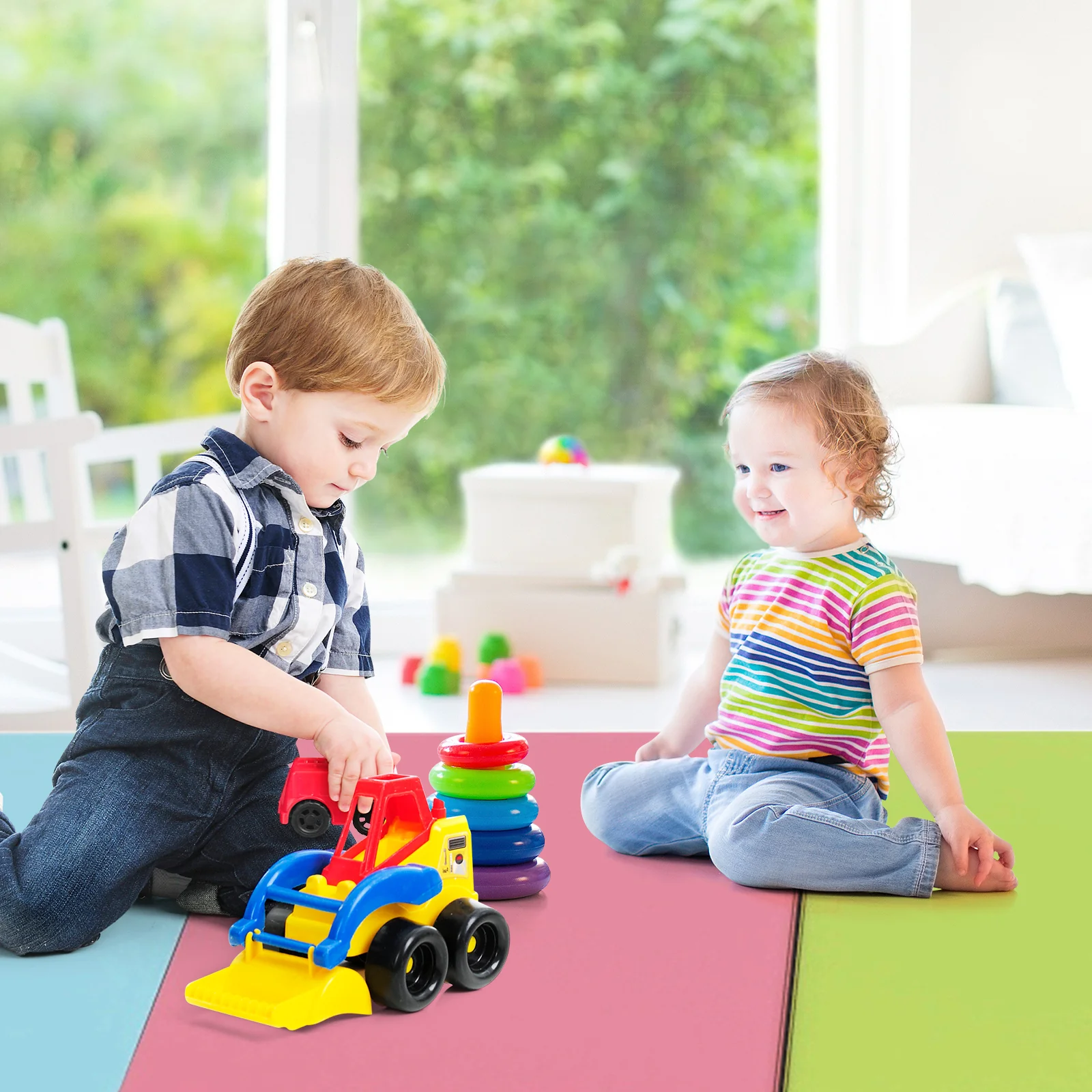 5-Panel Folding Gymnastics Mat for Kids, Green - Image 3