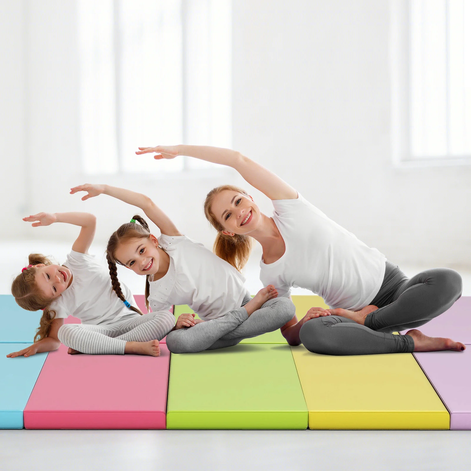 5-Panel Folding Gymnastics Mat for Kids, Green - Image 6