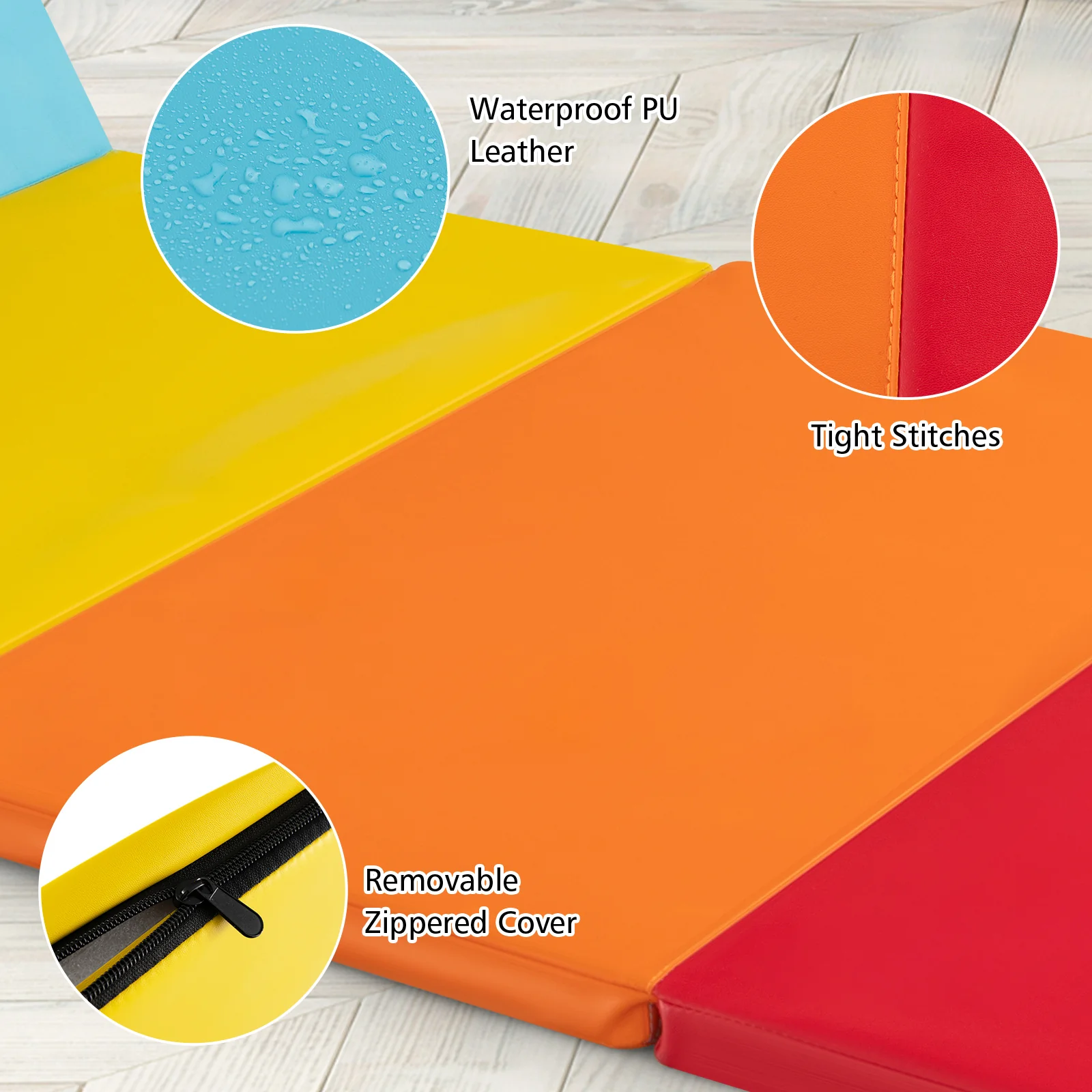 5-Panel Folding Gymnastics Mat for Kids, Red - Image 7