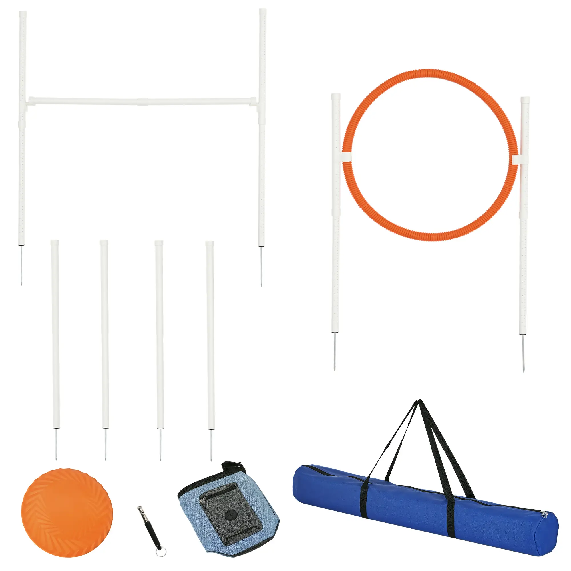 5 Pcs Dog Agility Training Set, Disc, Whistle, Weave Poles, Jump Poles, Food Bag, Carry Bag - Image 11