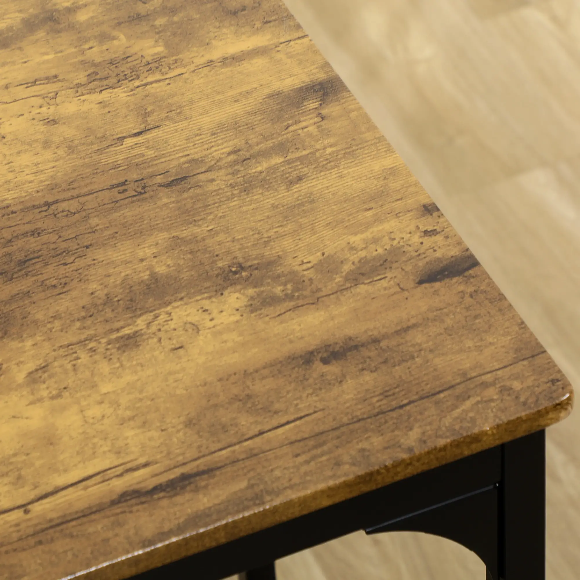 5-Piece Bar Table Set, Industrial Counter Height, Rustic Brown, Brown - Image 10