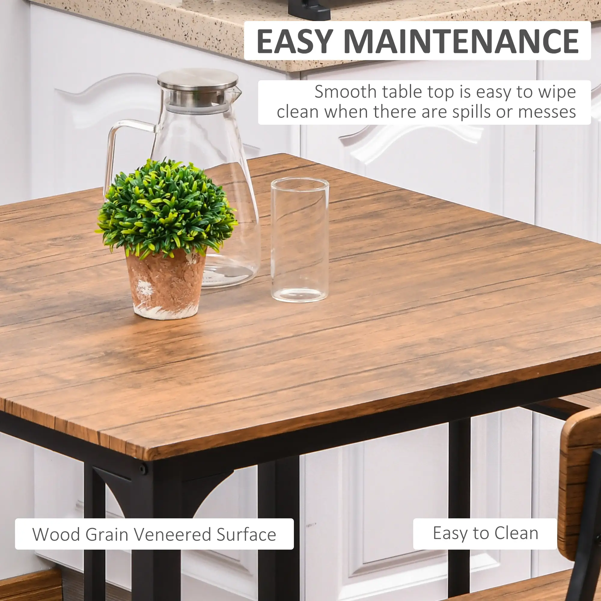 5-Piece Counter Height Bar Table Set, Square Dining Set for 4 - Image 5