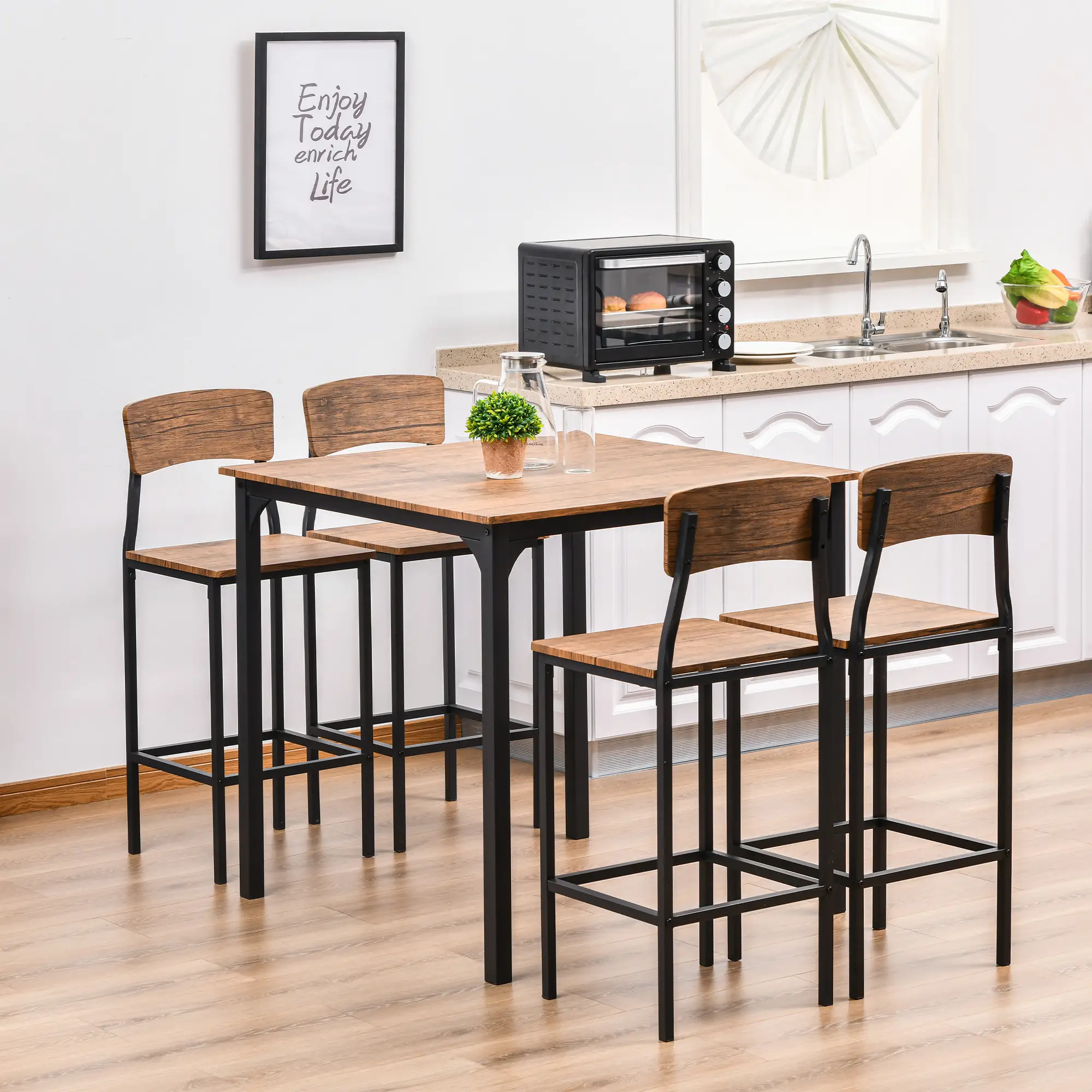 5-Piece Counter Height Bar Table Set, Square Dining Set for 4 - Image 7