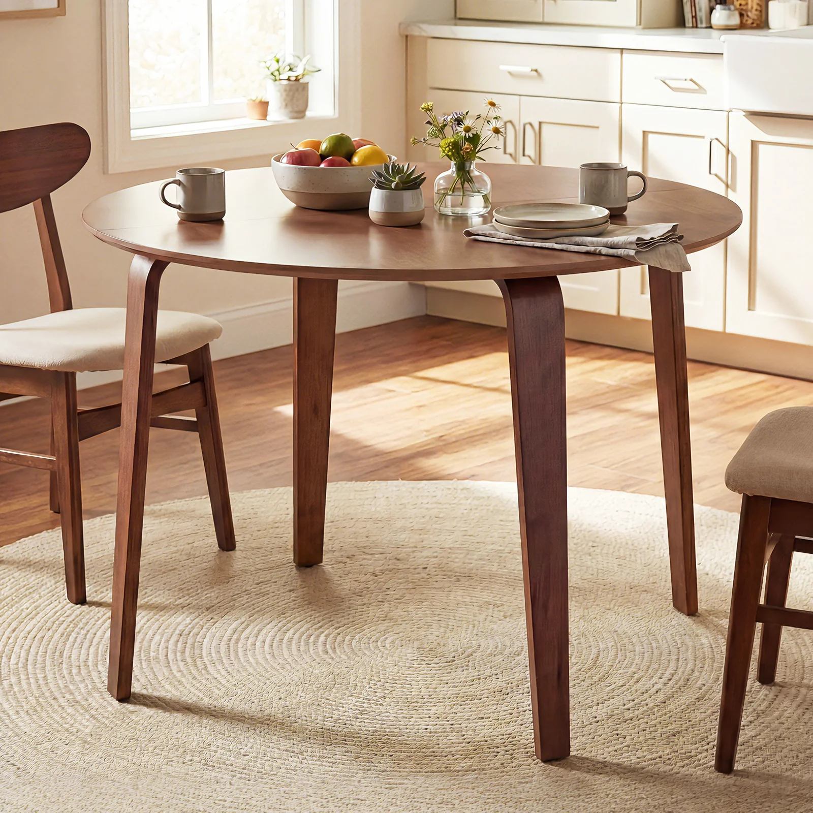 5 Piece Dining Set, 4 Padded Chairs, Rubber Wood Table, Gray - Image 5