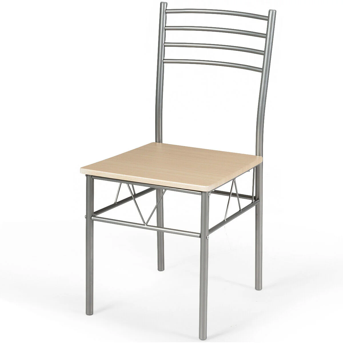 5 Piece Dining Set, Glass Table And 4 Chairs, Natural - Image 9