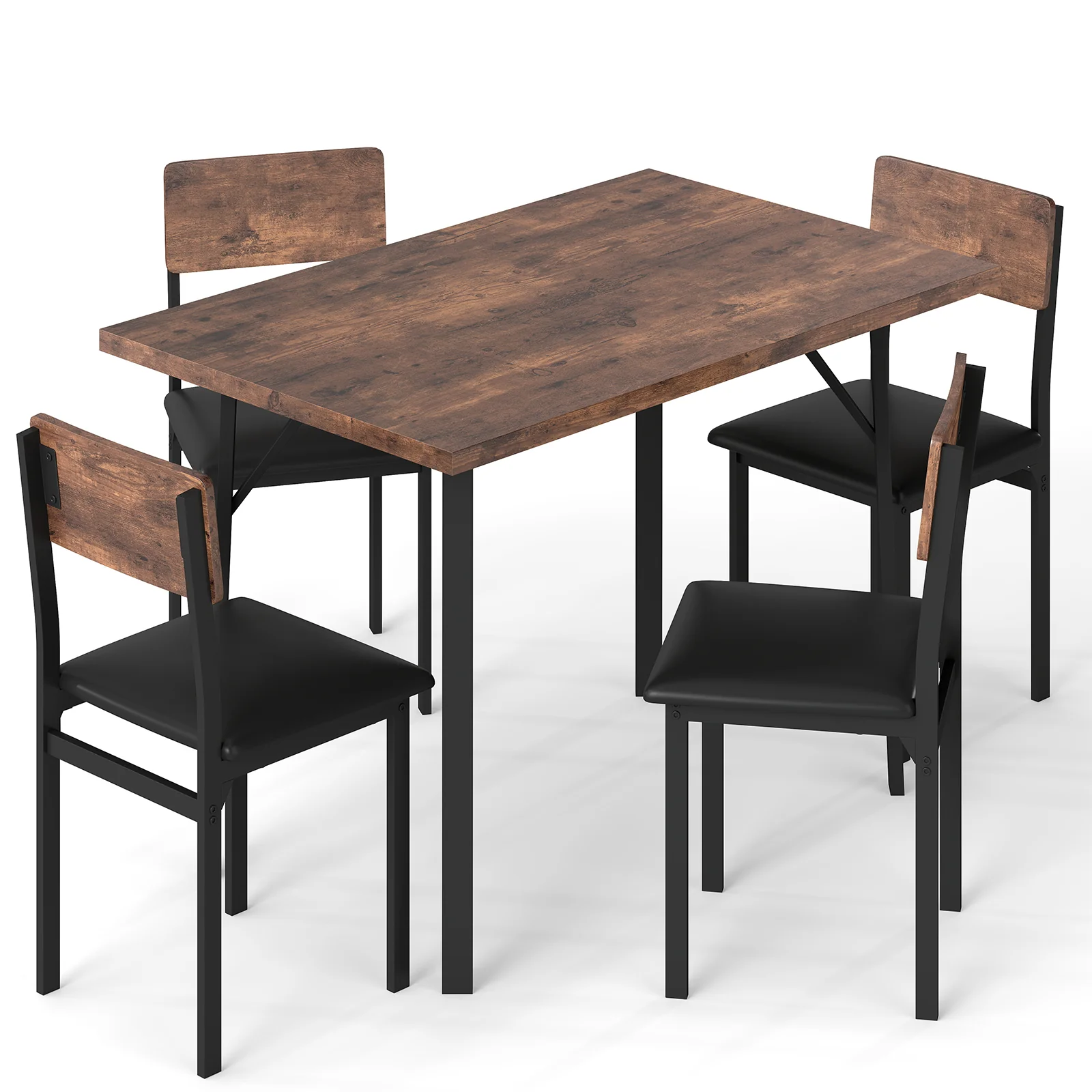 5-Piece Dining Table Set For 4 People, Brown - Image 8