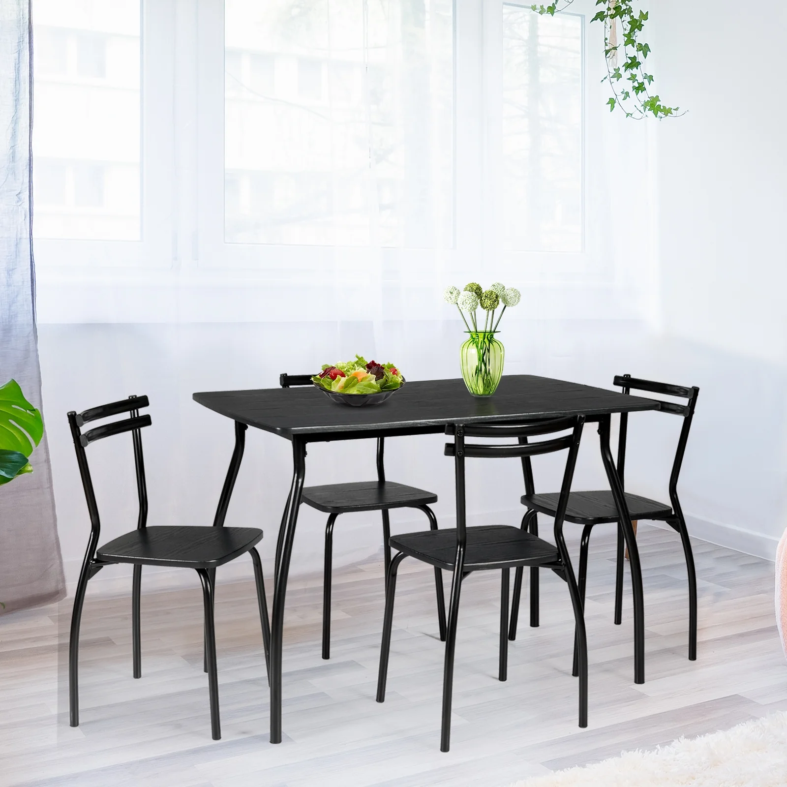 5 Piece Dining Table Set With 4 Chairs, Black - Image 2