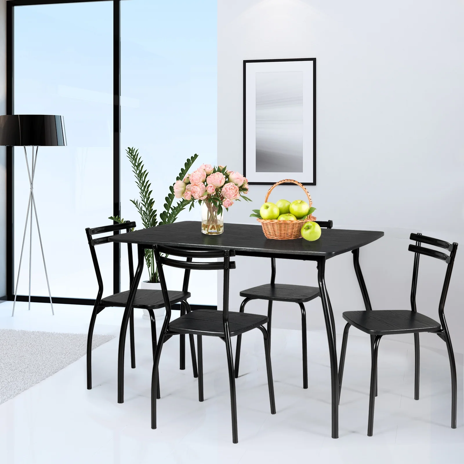 5 Piece Dining Table Set With 4 Chairs, Black - Image 8