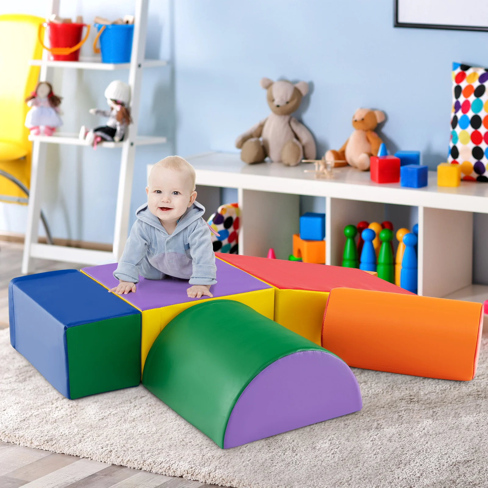 5-Piece Kids Climb & Crawl Activity Playset, Multicolor - Image 3