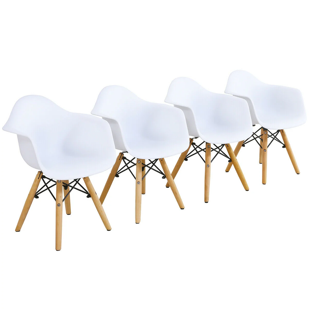 5 Piece Kids Modern Round Table Chair Set, White