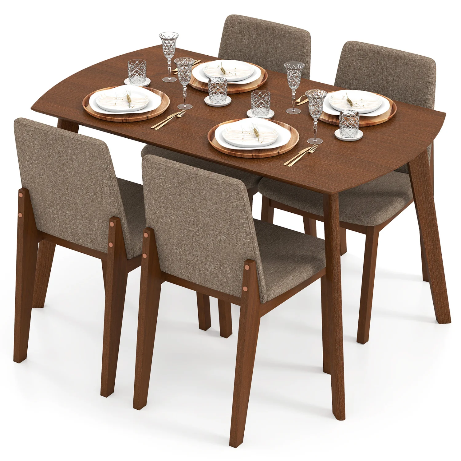 5-Piece Kitchen Table And Upholstered Chairs, Light Brown - Image 4