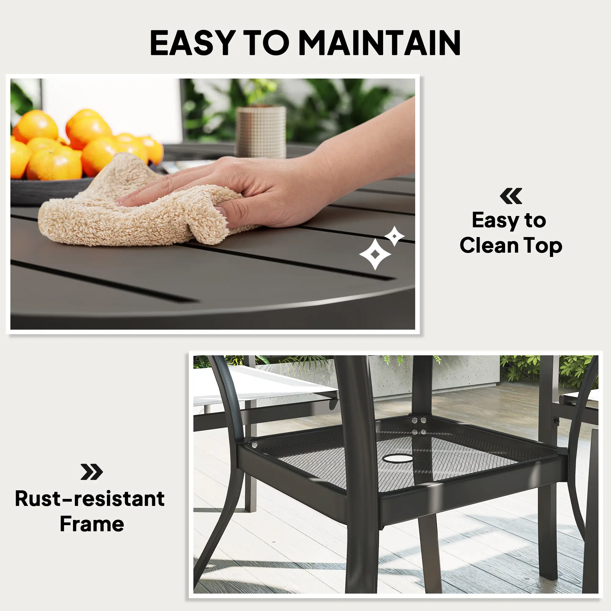 5 Piece Outdoor Dining Set, Round Table, 4 Stackable Chairs - Image 7
