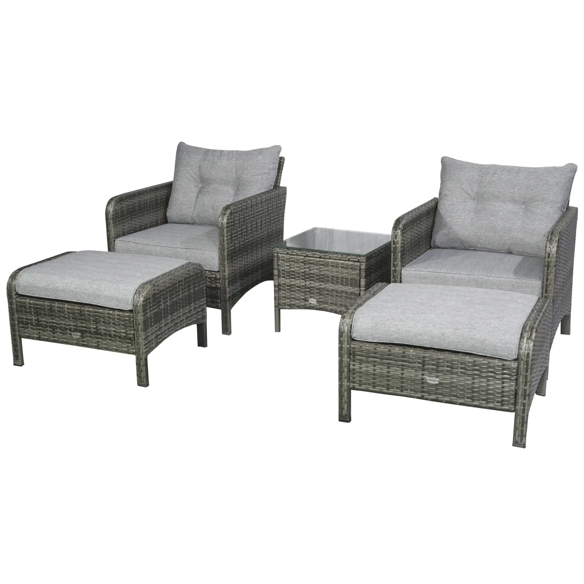 5-Piece Wicker Patio Sofa Set, Thick Padded Cushions, Light Grey - Image 11